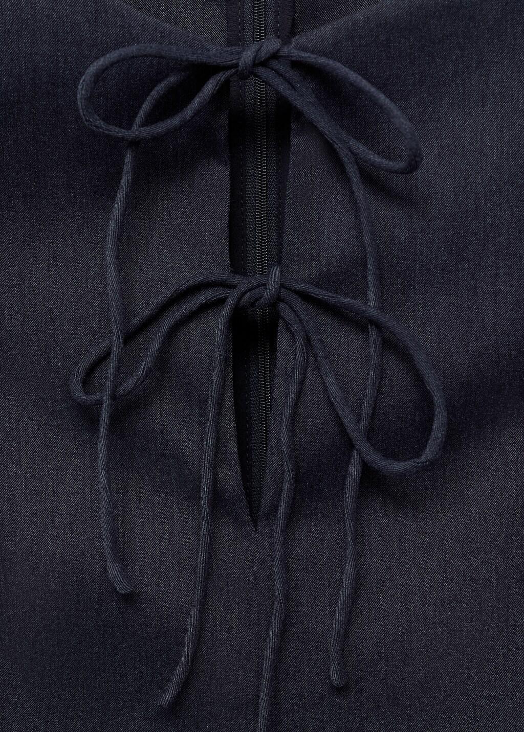 Blue Denim-Effect Dress With Bows, , large image number 3