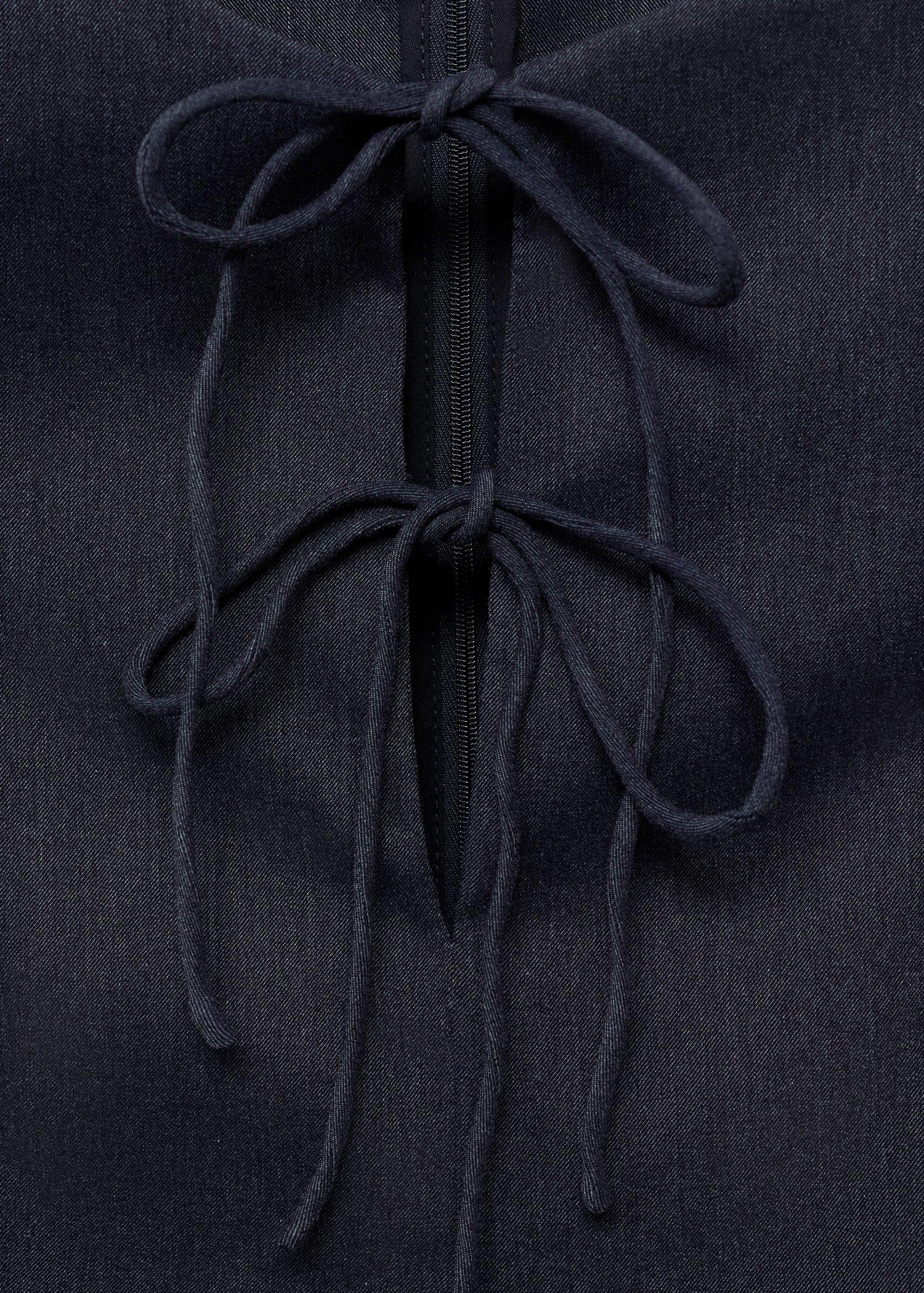Blue Denim-Effect Dress With Bows, , large image number 6