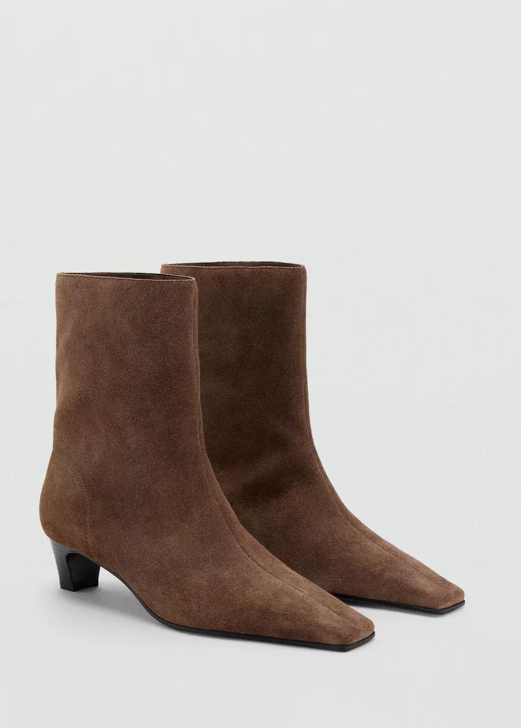 Brown Suede Leather Ankle Boots, , medium