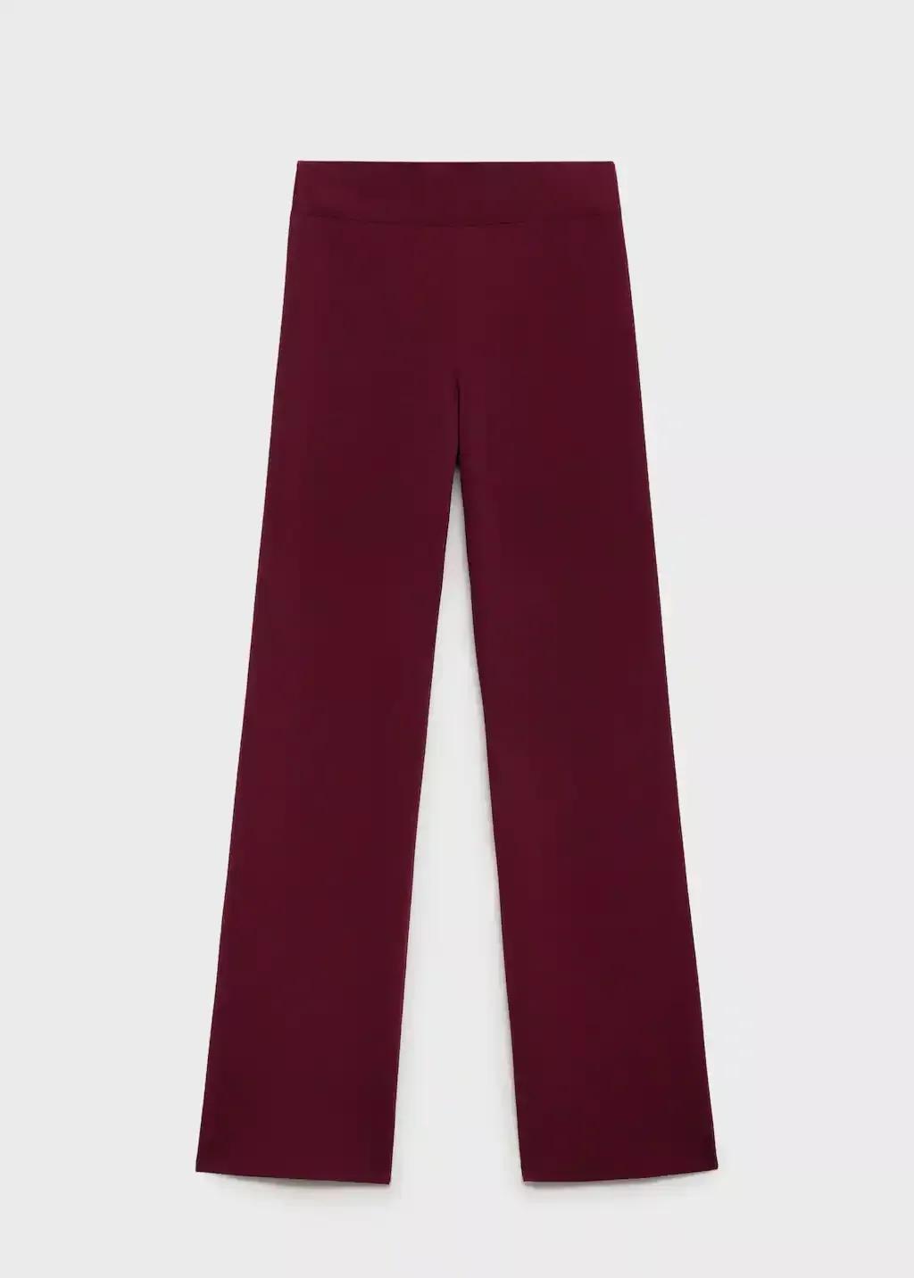 Red Knitted Trousers With Elastic Waistband, , large image number 0