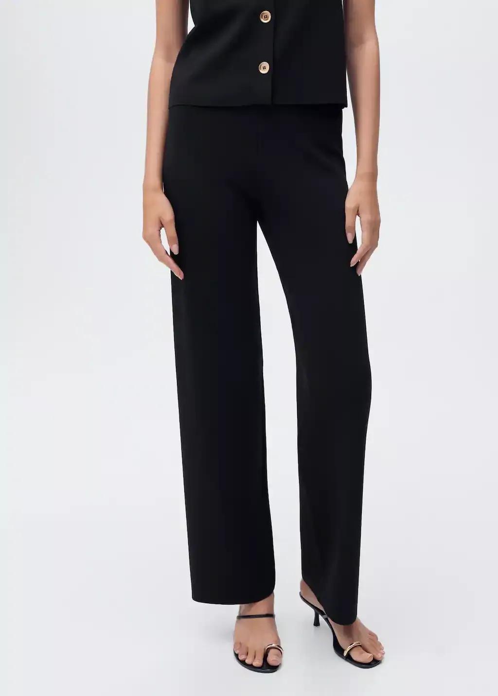 BLACK Knitted trousers with elastic waistband, Black, large image number 1