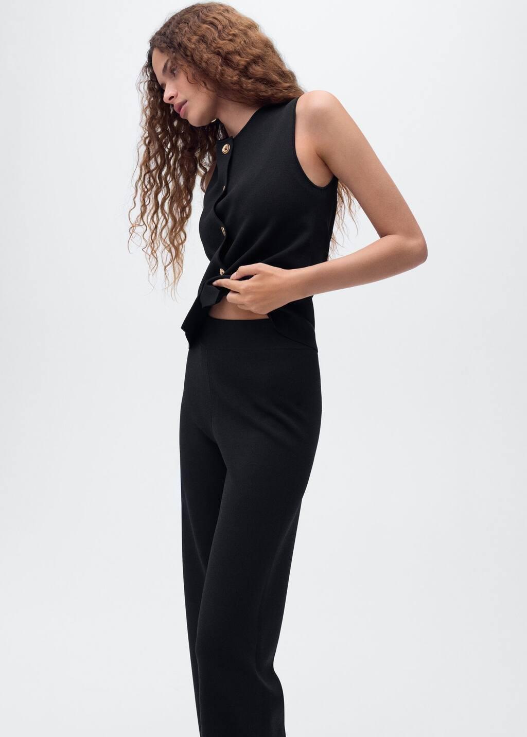 BLACK Knitted trousers with elastic waistband, Black, large image number 2