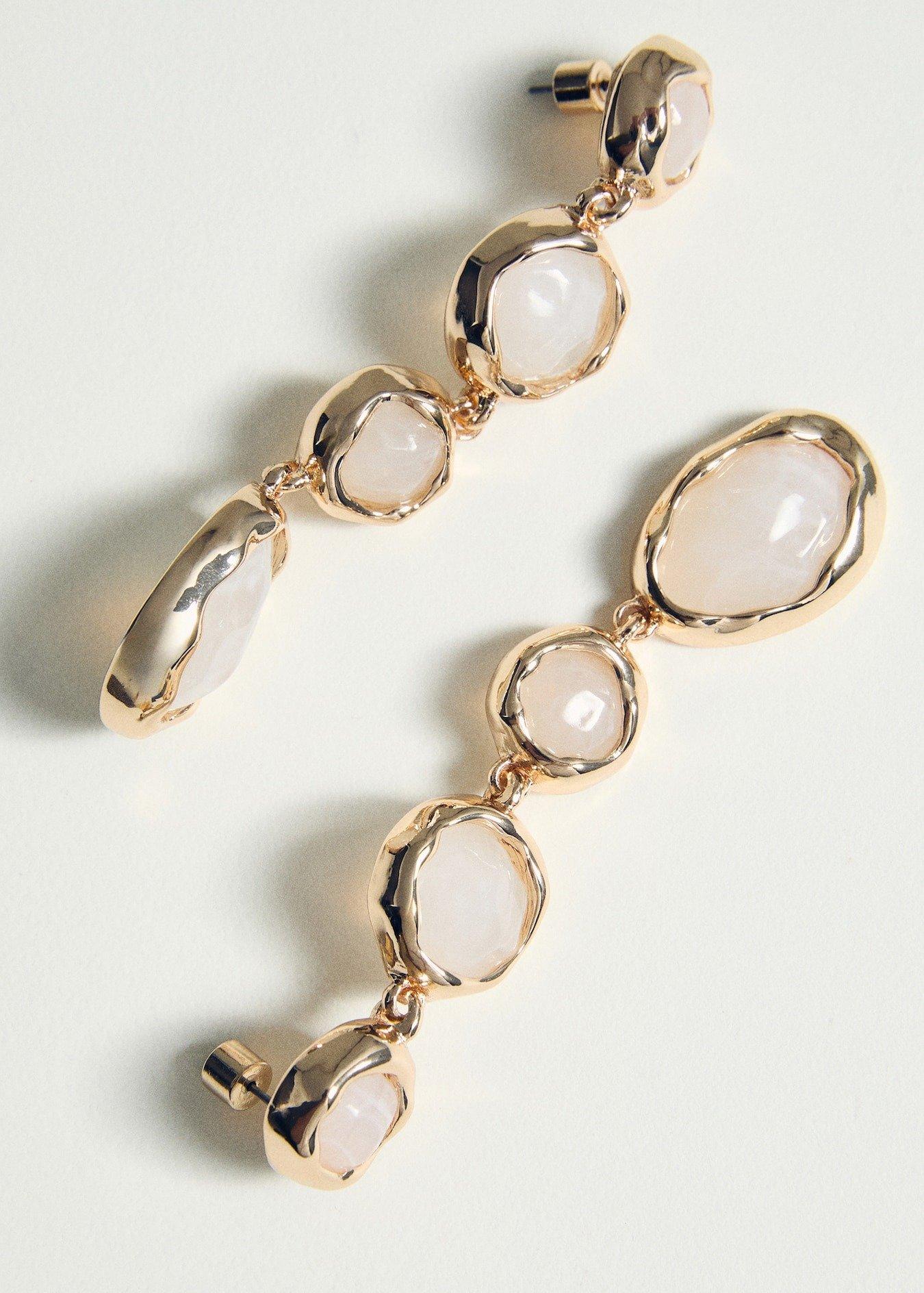 Gold Resin Pendant Earrings, 0201_OR, large image number 2