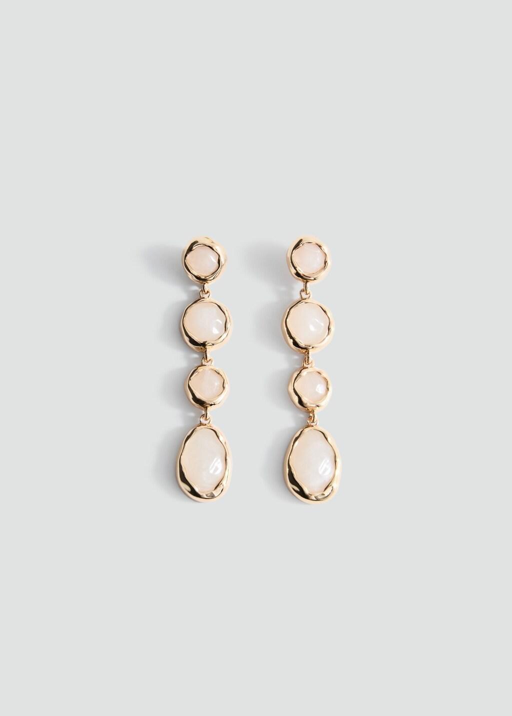 Gold Resin Pendant Earrings, 0201_OR, large image number 6