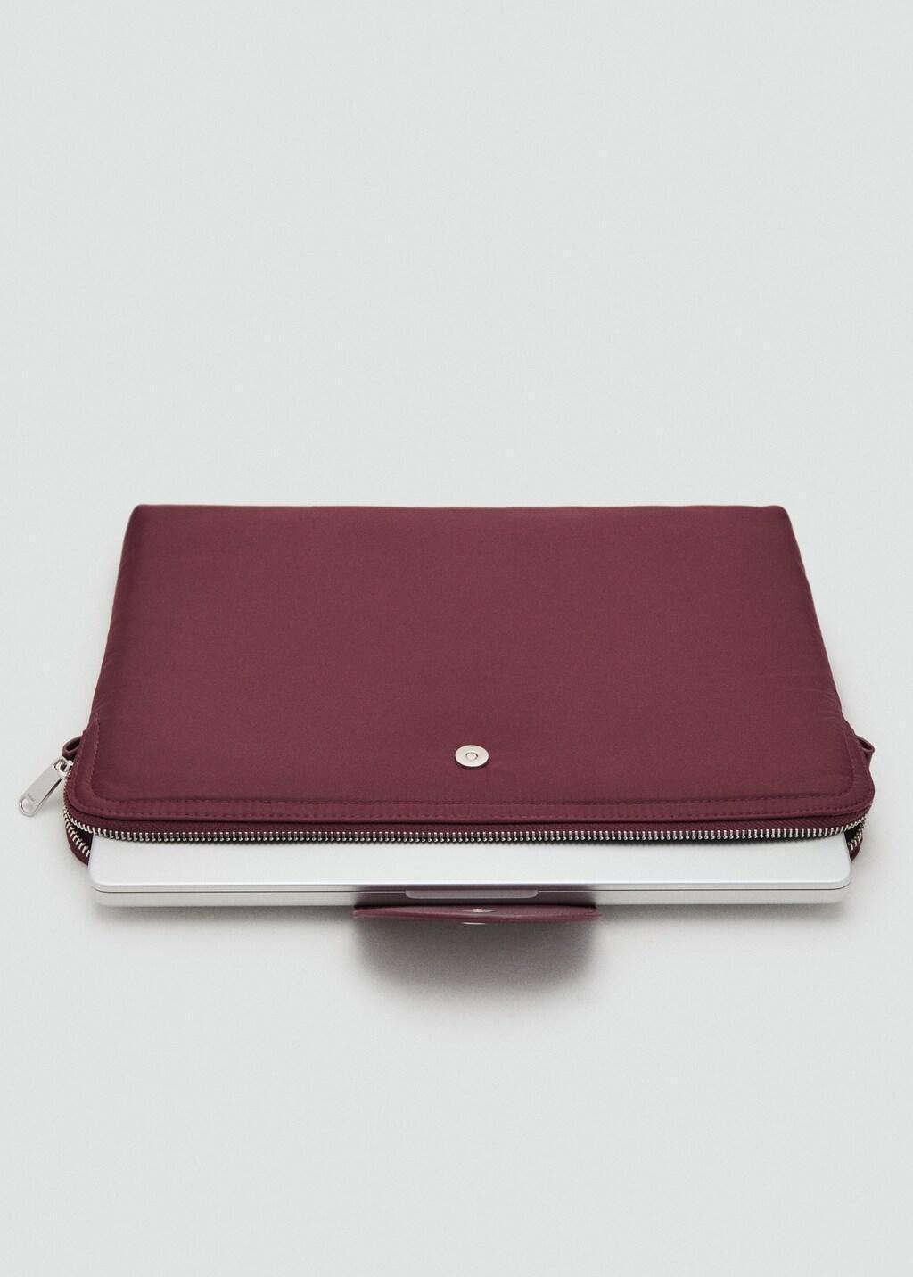 Burgundy Nylon Laptop Sleeve, Dark Red, large image number 1