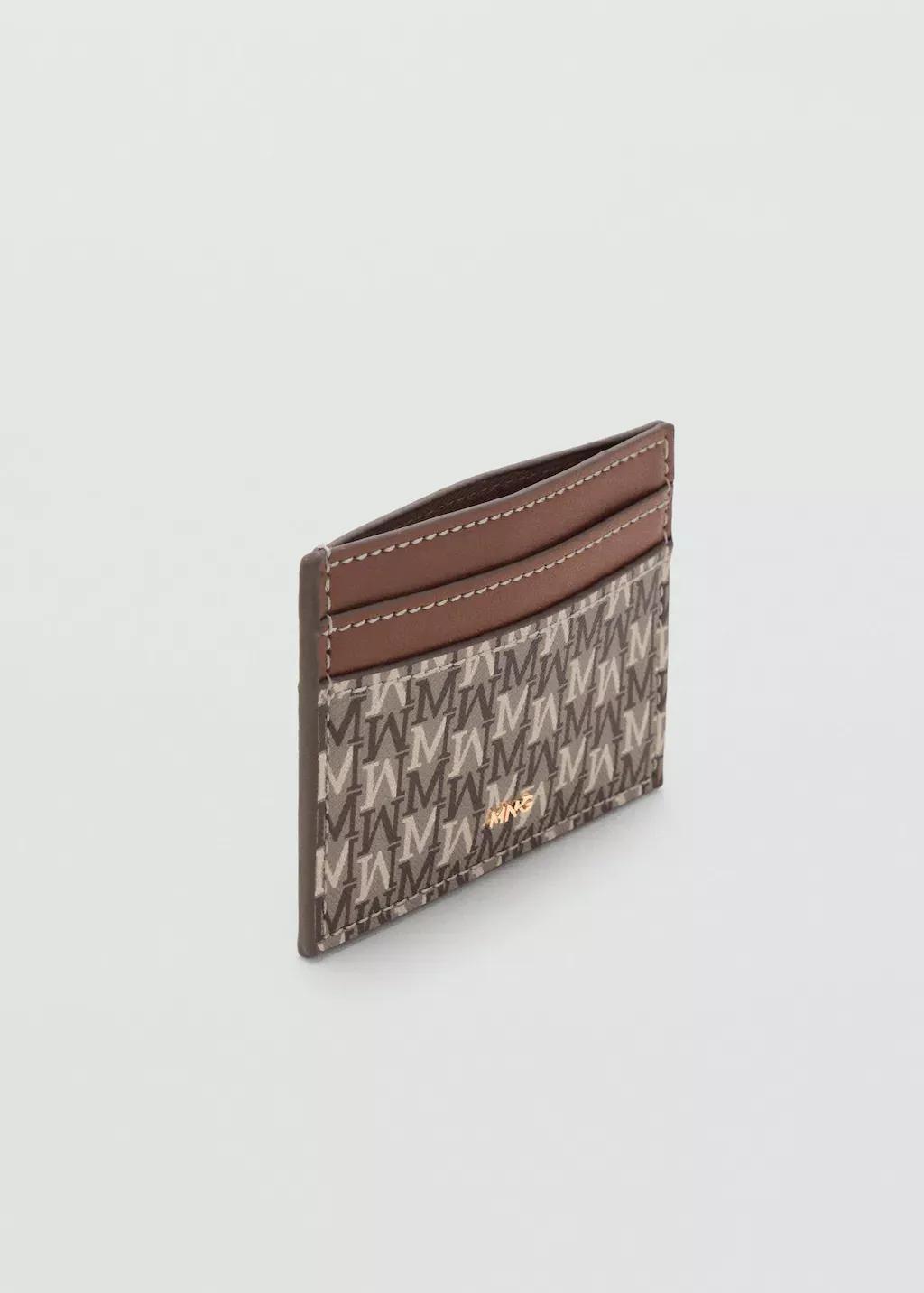 Brown Card Holder With Printed Logo, Medium Brown, large image number 0