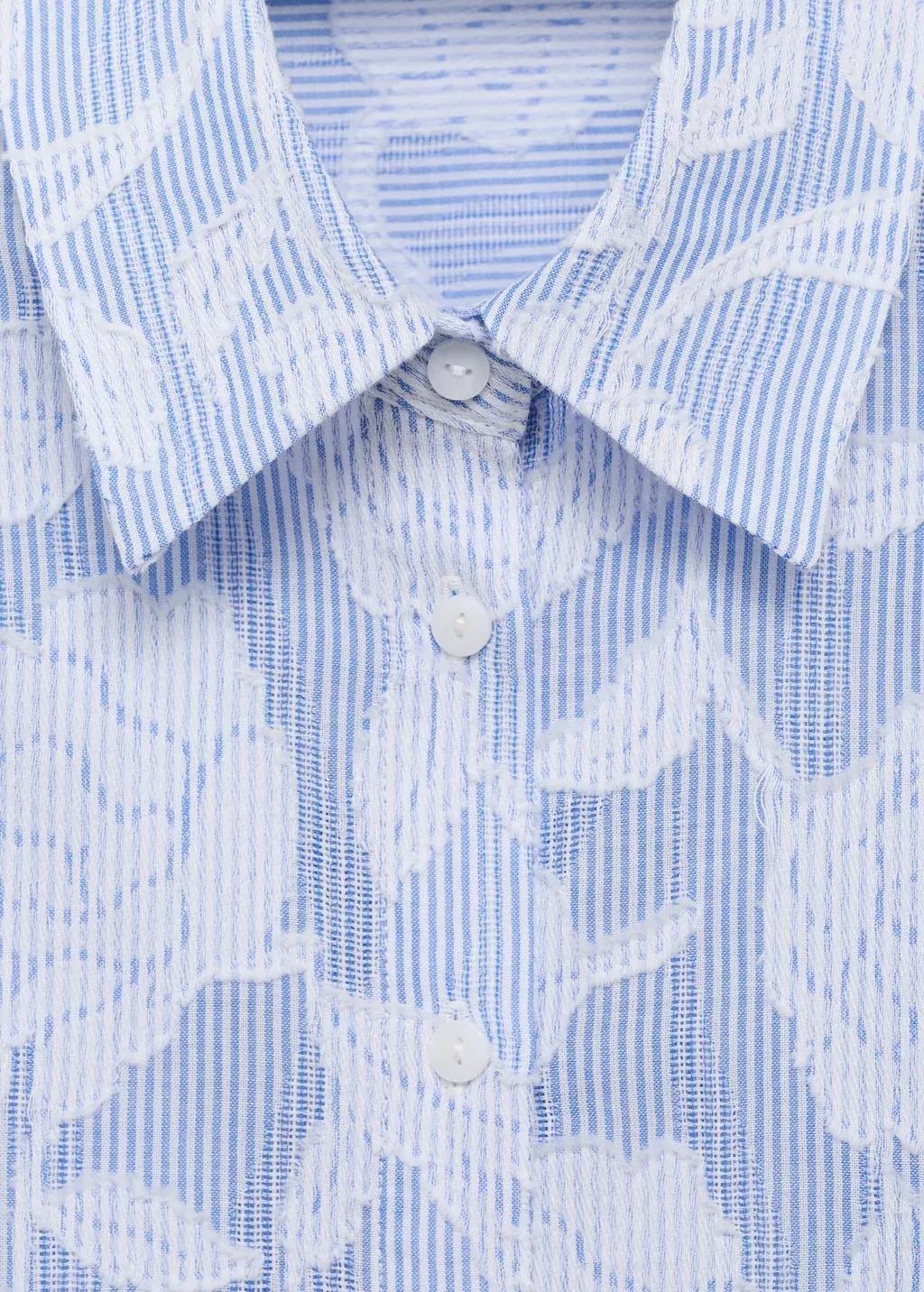 Blue Lt Pastel Striped Shirt With Embroidered Details, , large image number 1