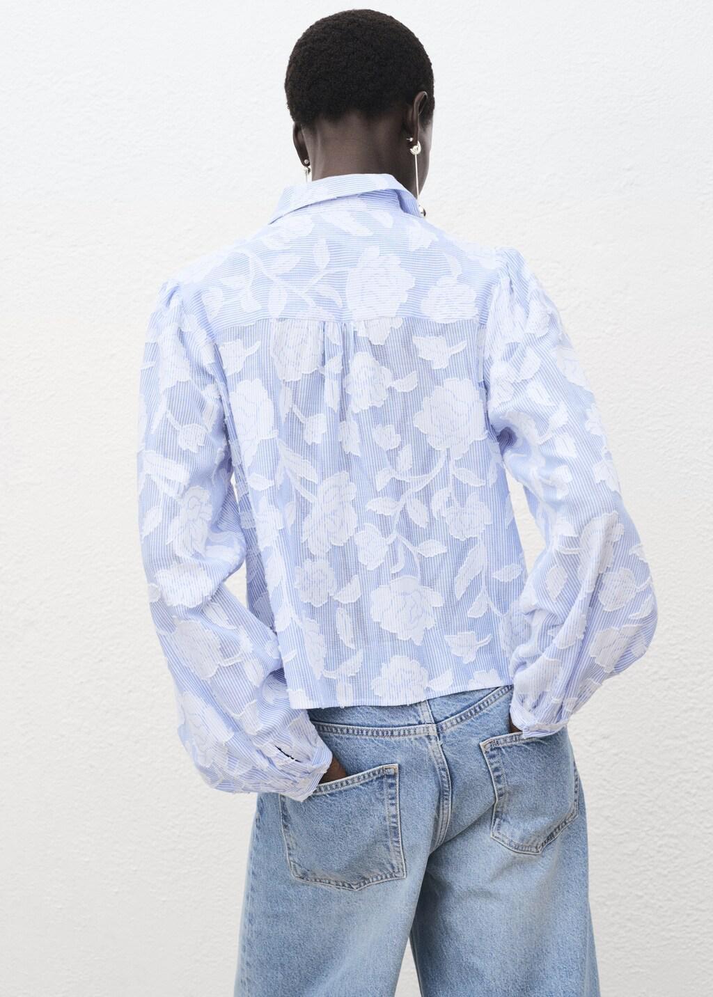 Blue Lt Pastel Striped Shirt With Embroidered Details, , large image number 2