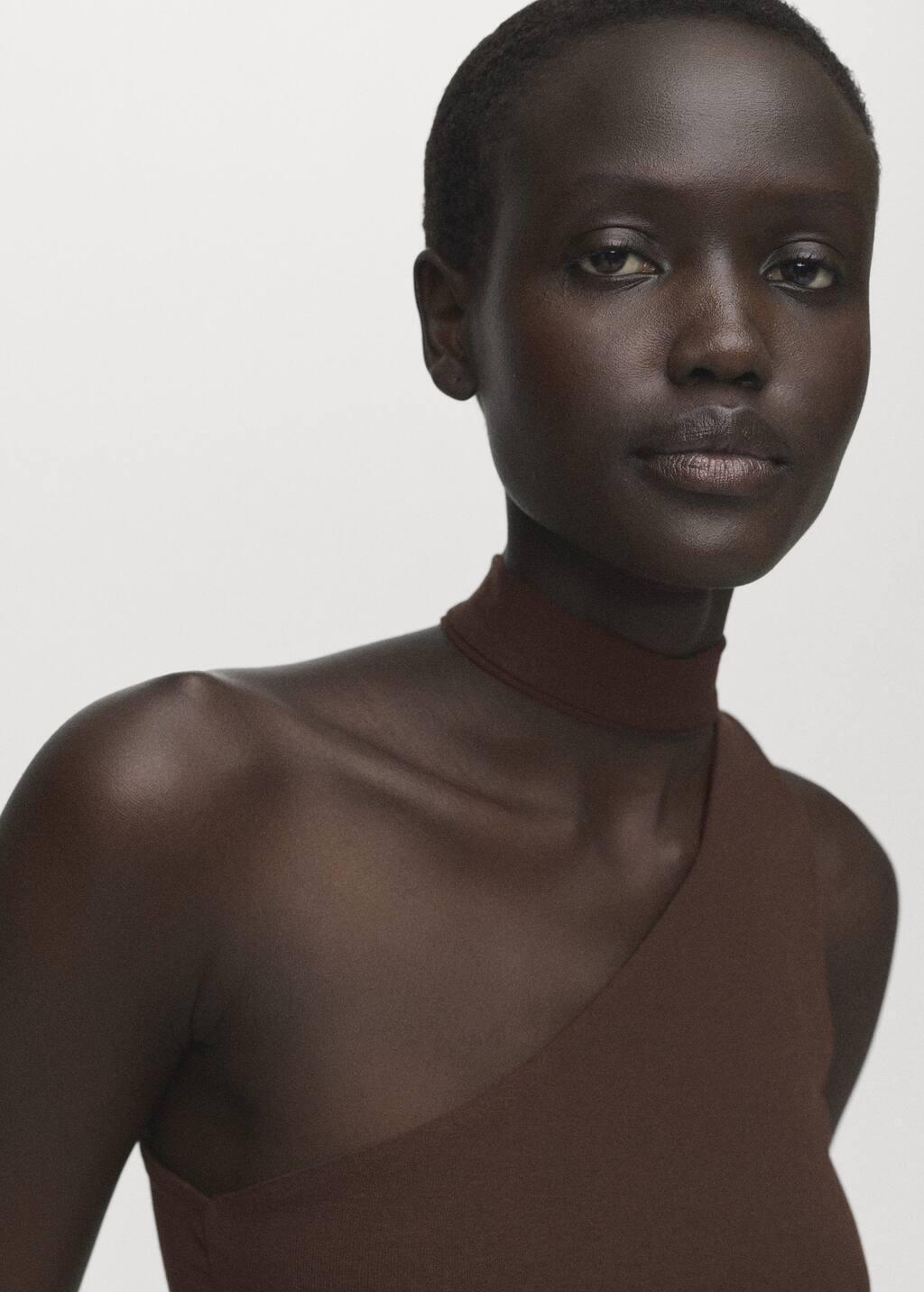 BROWN Asymmetrical foulard top, 0201_30, medium