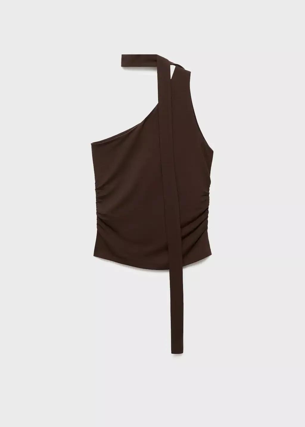 BROWN Asymmetrical foulard top, 0201_30, large image number 5