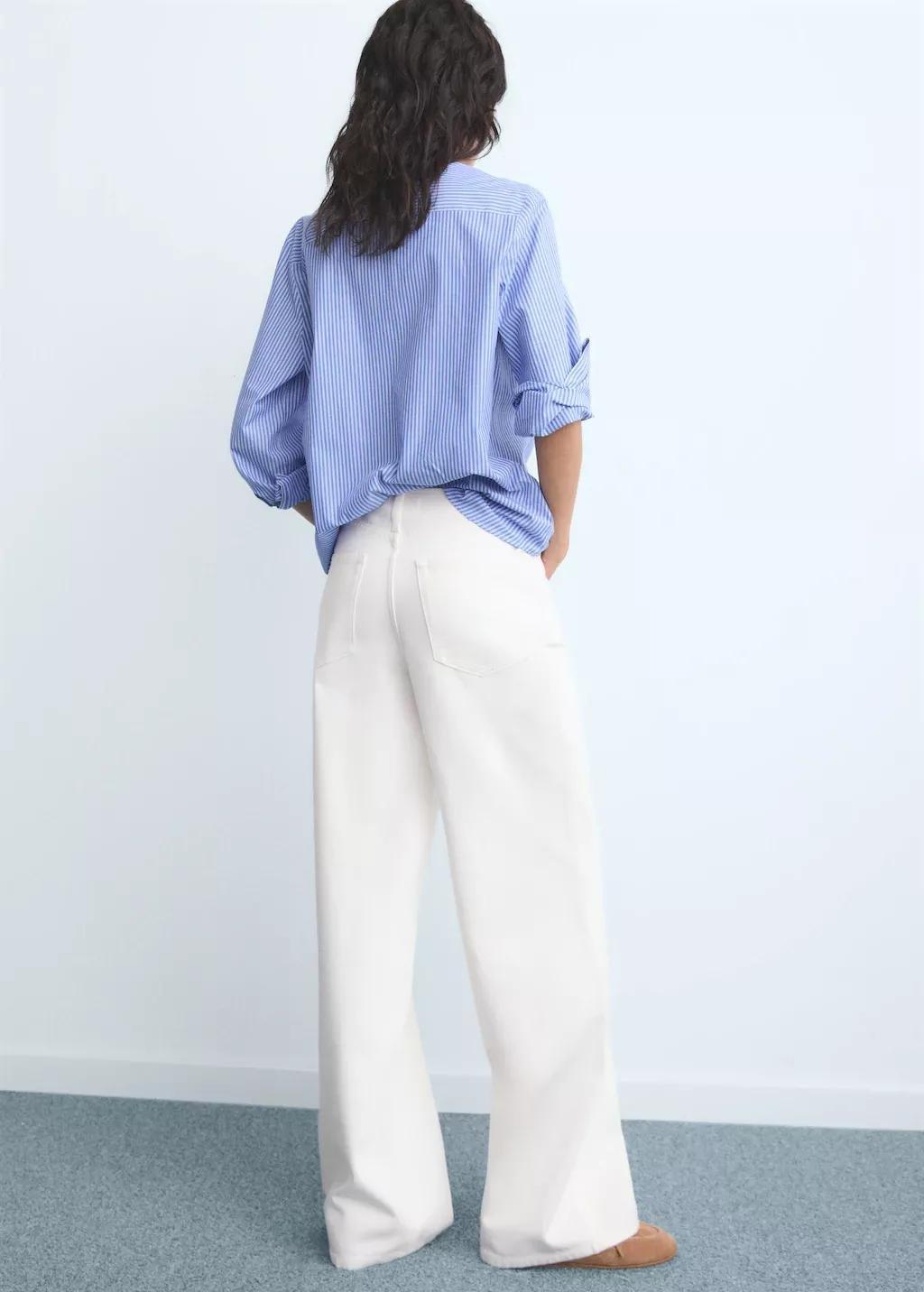 White Wide Leg Low-Rise Jeans, , large image number 2