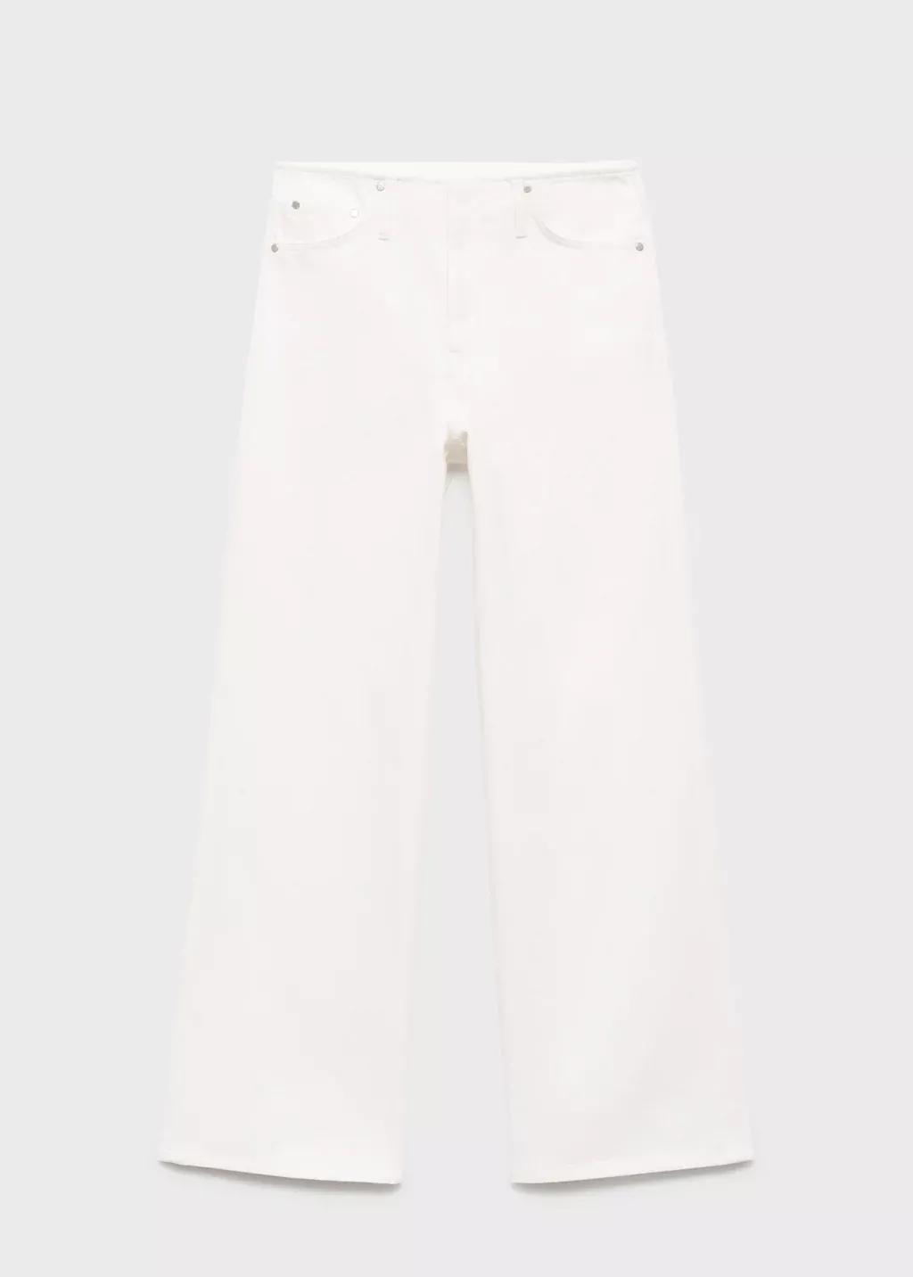 White Wide Leg Low-Rise Jeans, , large image number 6