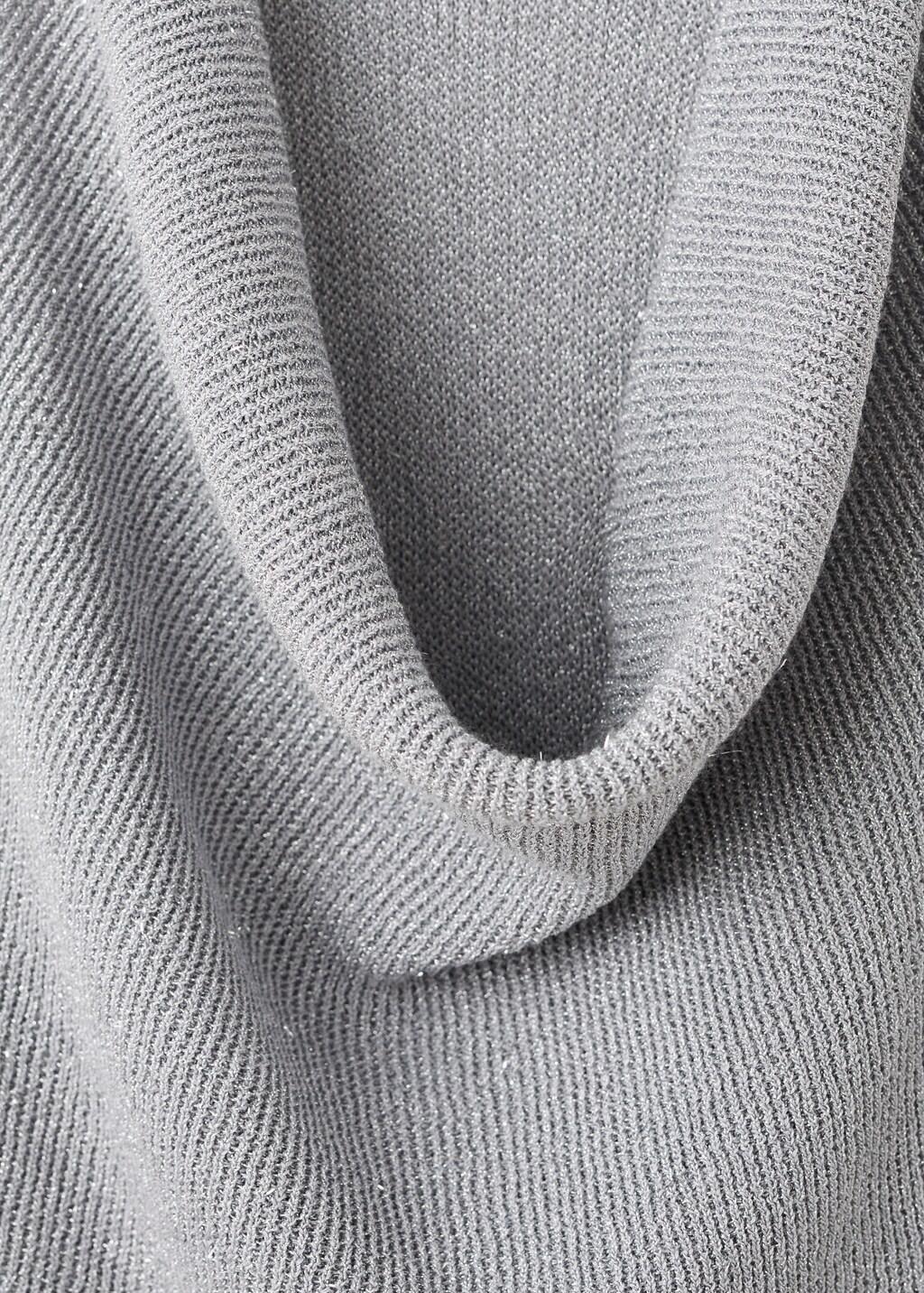 SILVER Lurex knitted top with draped neck, , large image number 1