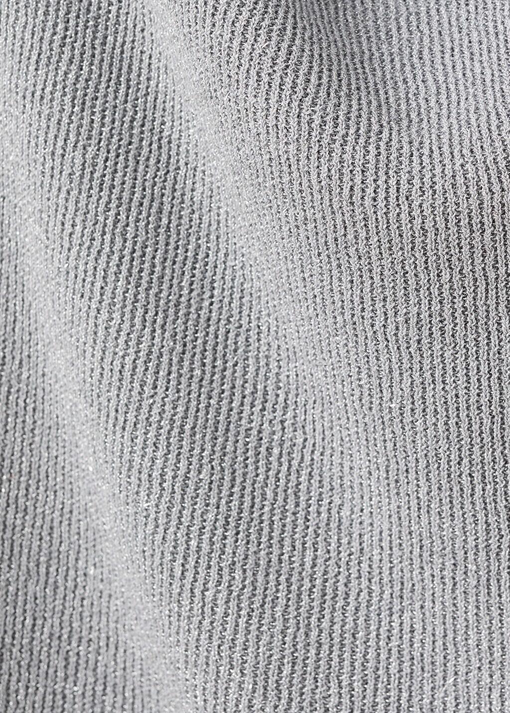 SILVER Lurex knitted top with draped neck, , large image number 5