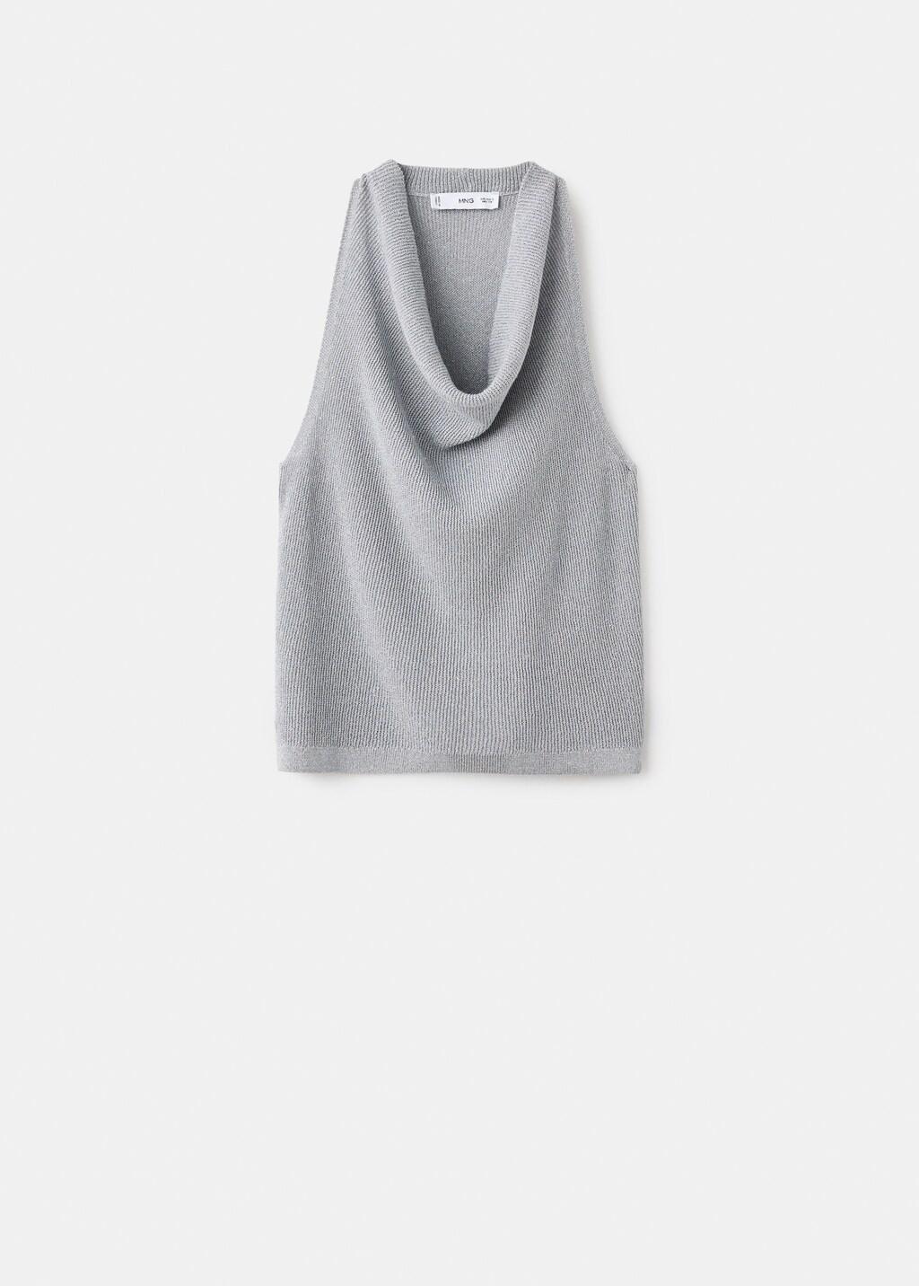SILVER Lurex knitted top with draped neck, , large image number 7