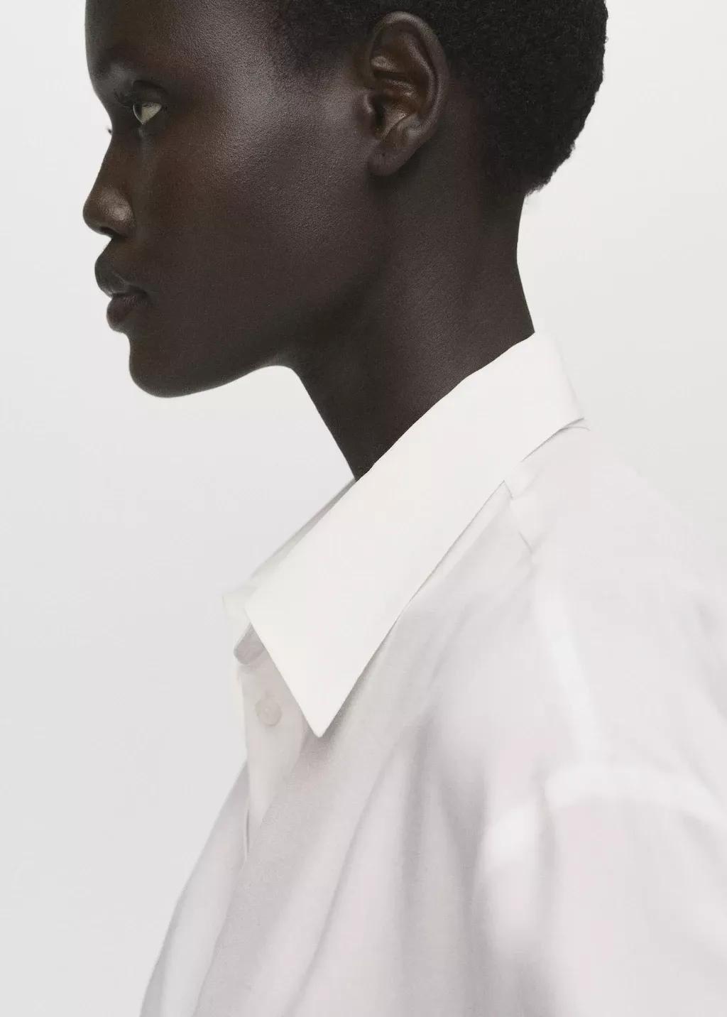 White Lyocell Shirt With Hidden Buttons, , large image number 3