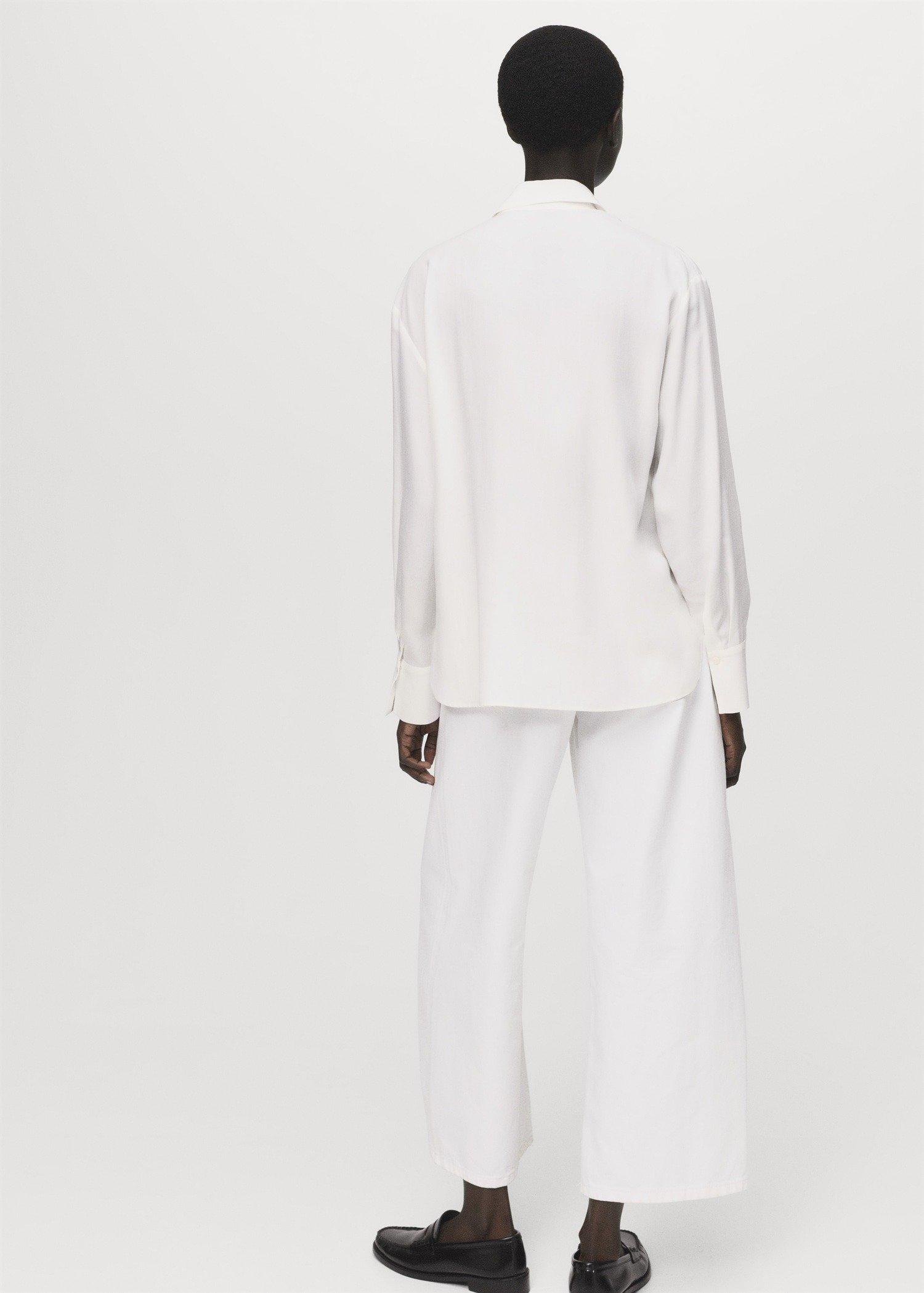 White Lyocell Shirt With Hidden Buttons, , large image number 4
