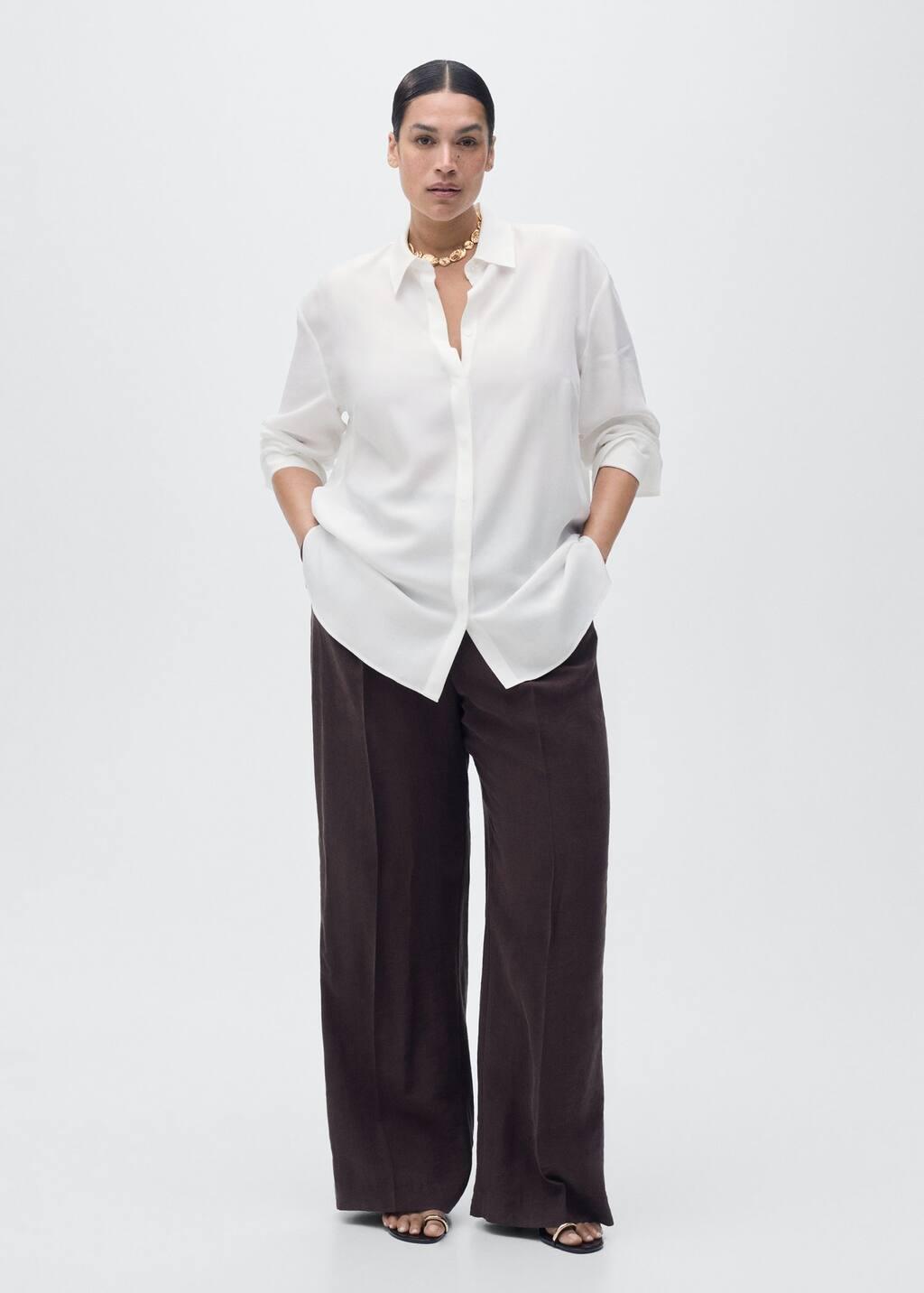 White Lyocell Shirt With Hidden Buttons, 0201_02, large image number 4