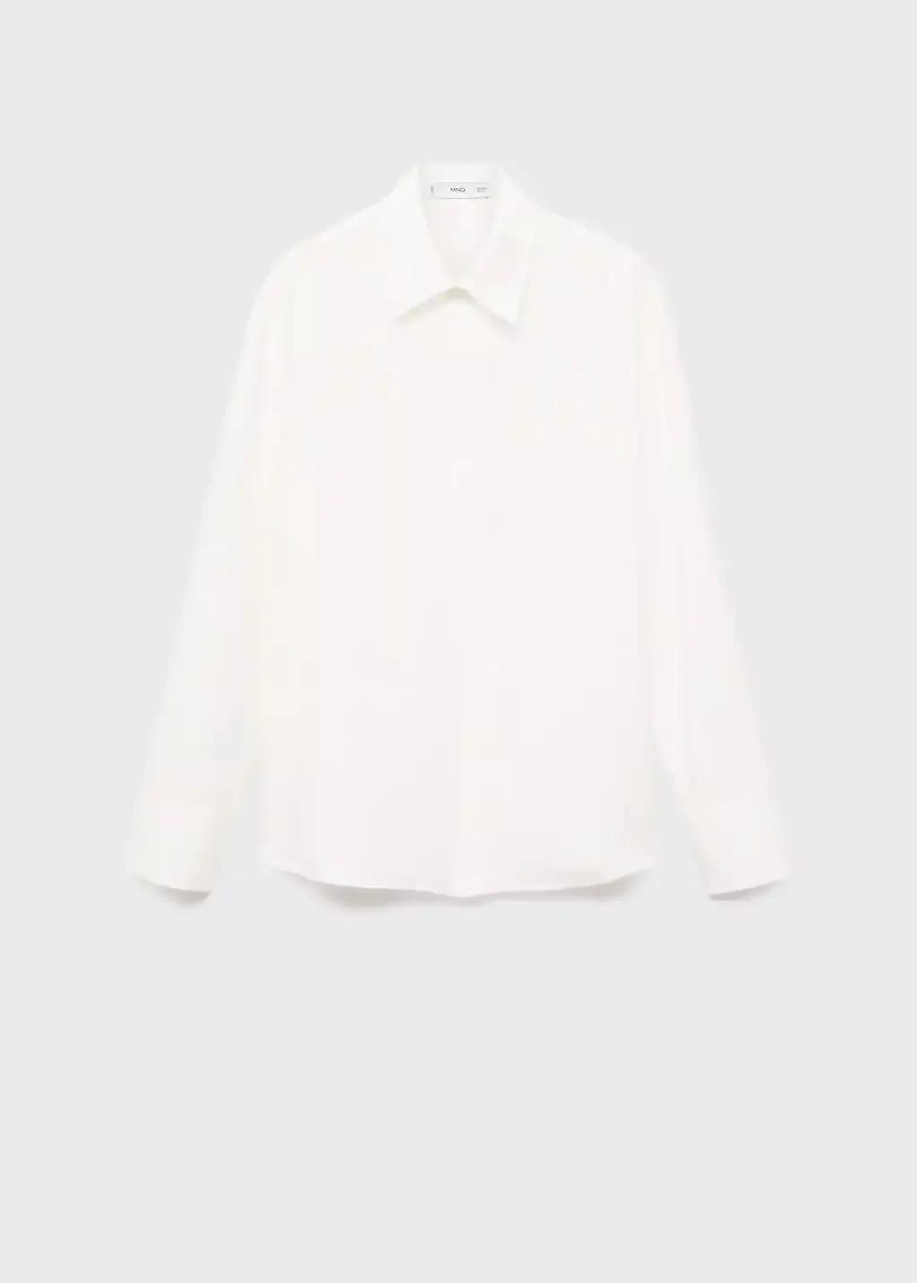 White Lyocell Shirt With Hidden Buttons, , large image number 7