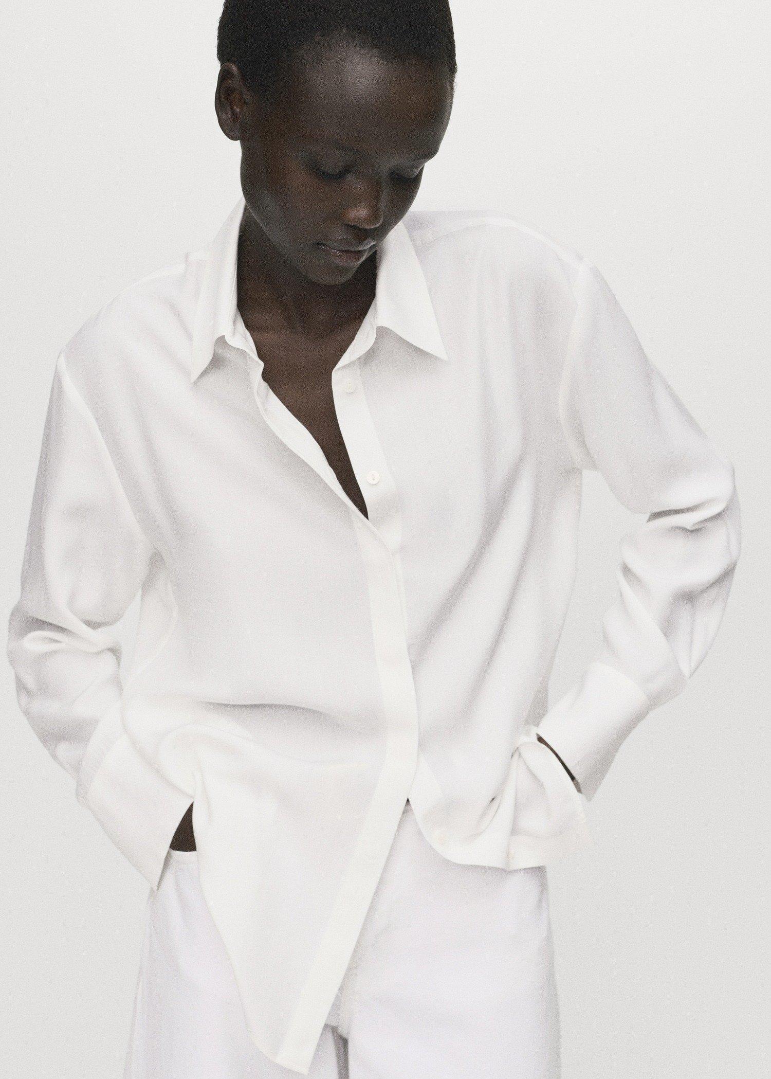 White Lyocell Shirt With Hidden Buttons, , large image number 10