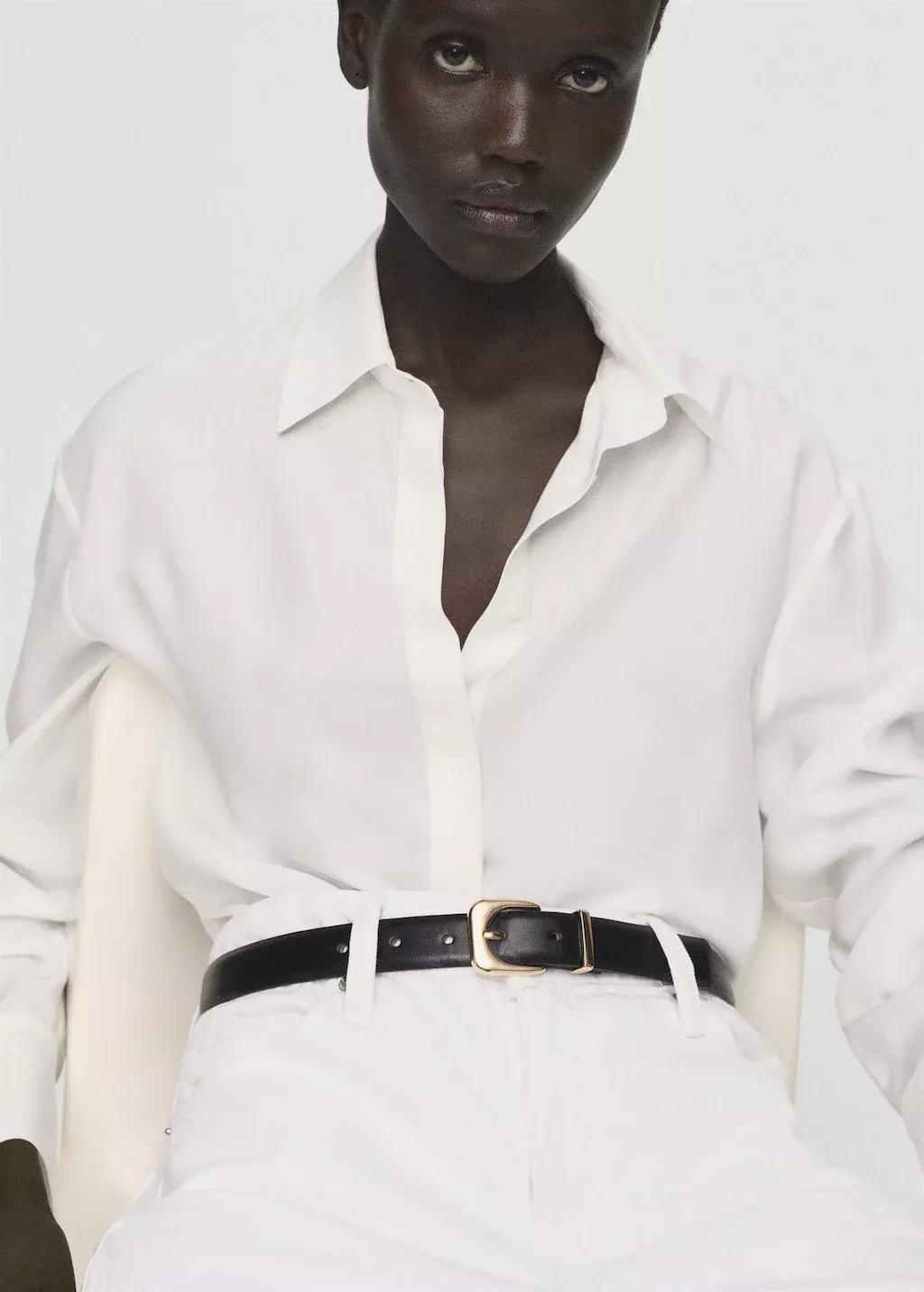 White Lyocell Shirt With Hidden Buttons, , large image number 12