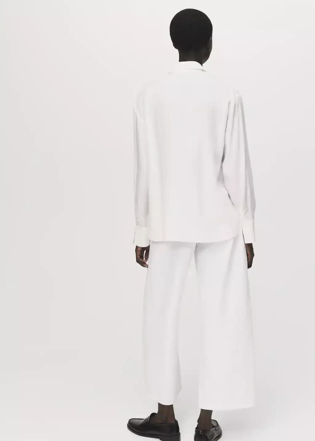 White Lyocell Shirt With Hidden Buttons, , large image number 14