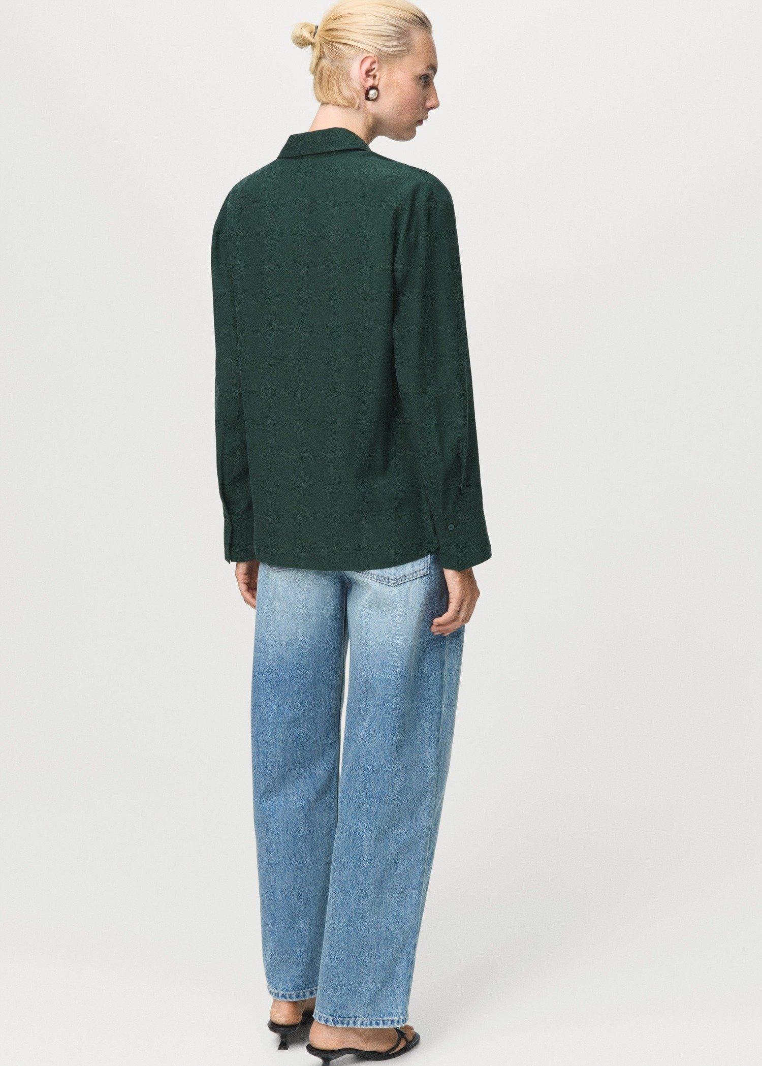 Green Lyocell Shirt With Hidden Buttons, , large image number 2