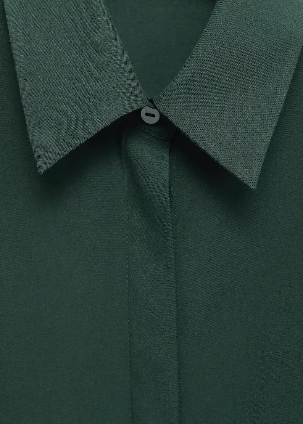 Green Lyocell Shirt With Hidden Buttons, , large image number 3