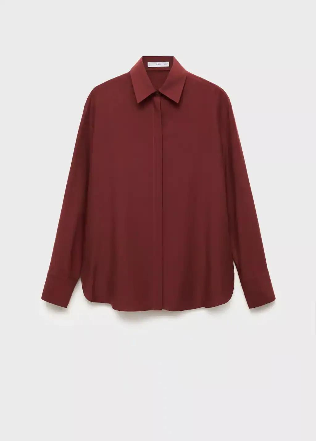 RUST - COPPER Lyocell shirt with hidden buttons, , large image number 0