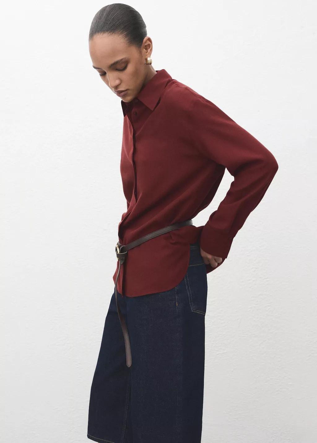 RUST - COPPER Lyocell shirt with hidden buttons, , large image number 4