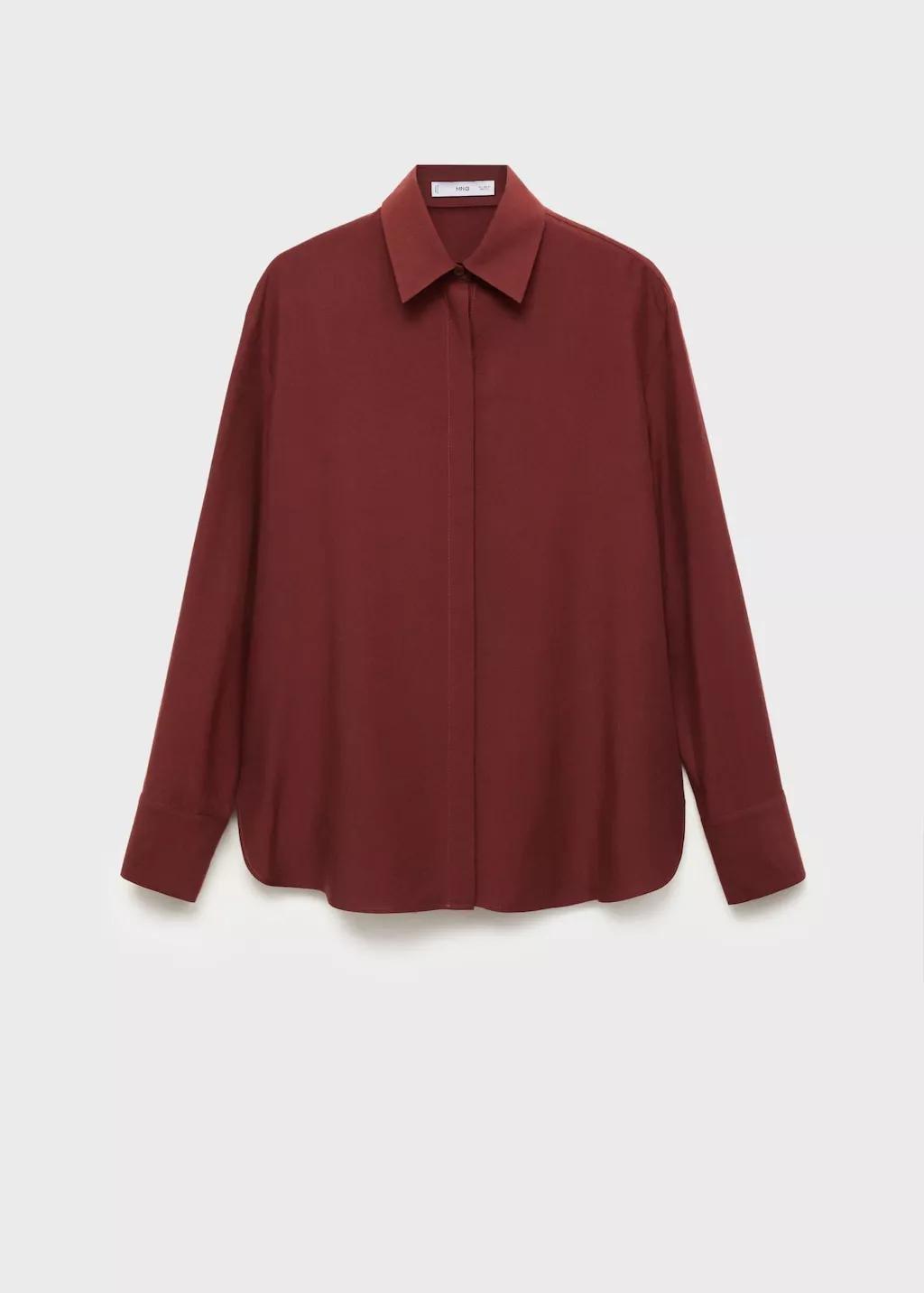 RUST - COPPER Lyocell shirt with hidden buttons, , large image number 6