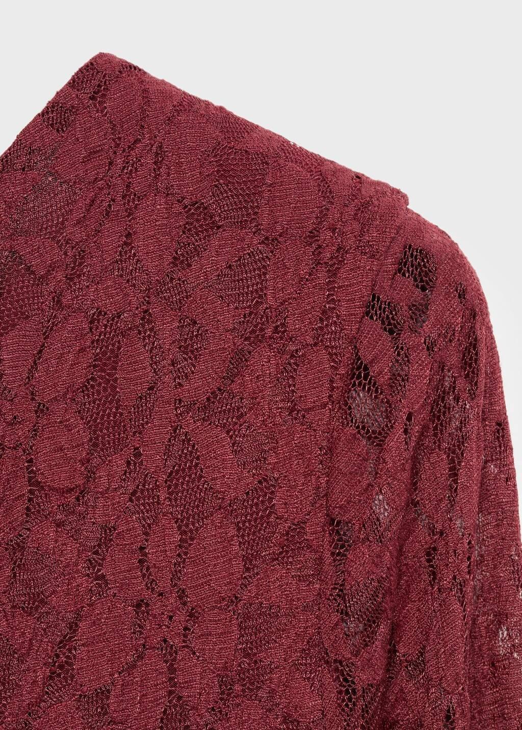 Red Lace Dress With Bell Sleeves, Dark Red, large image number 4