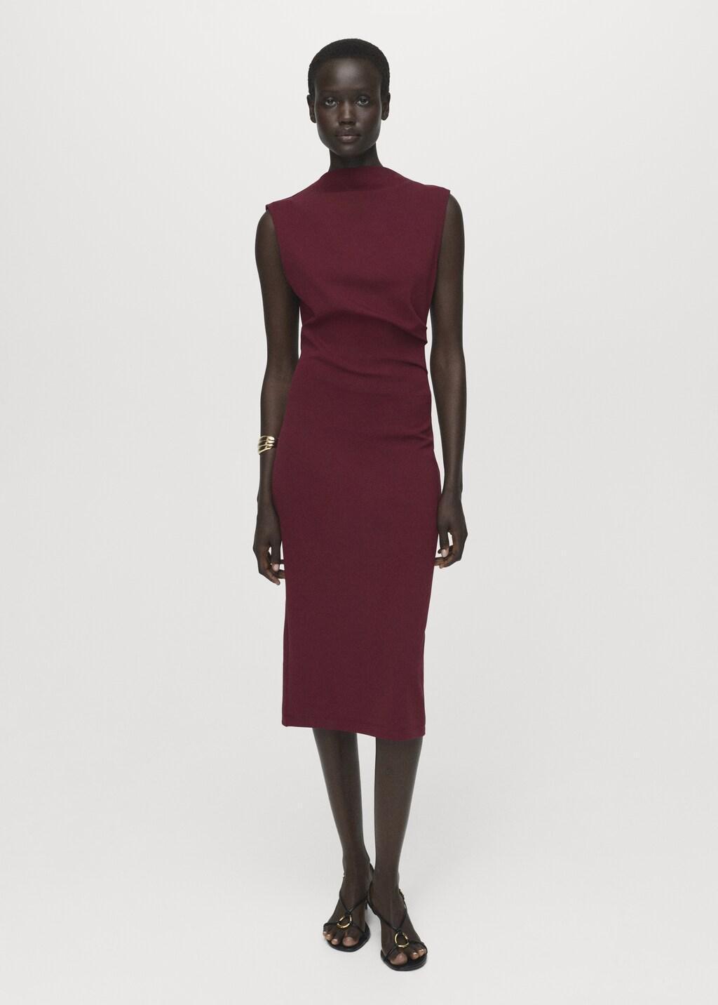 DARK RED Ruched fitted dress, , large image number 1