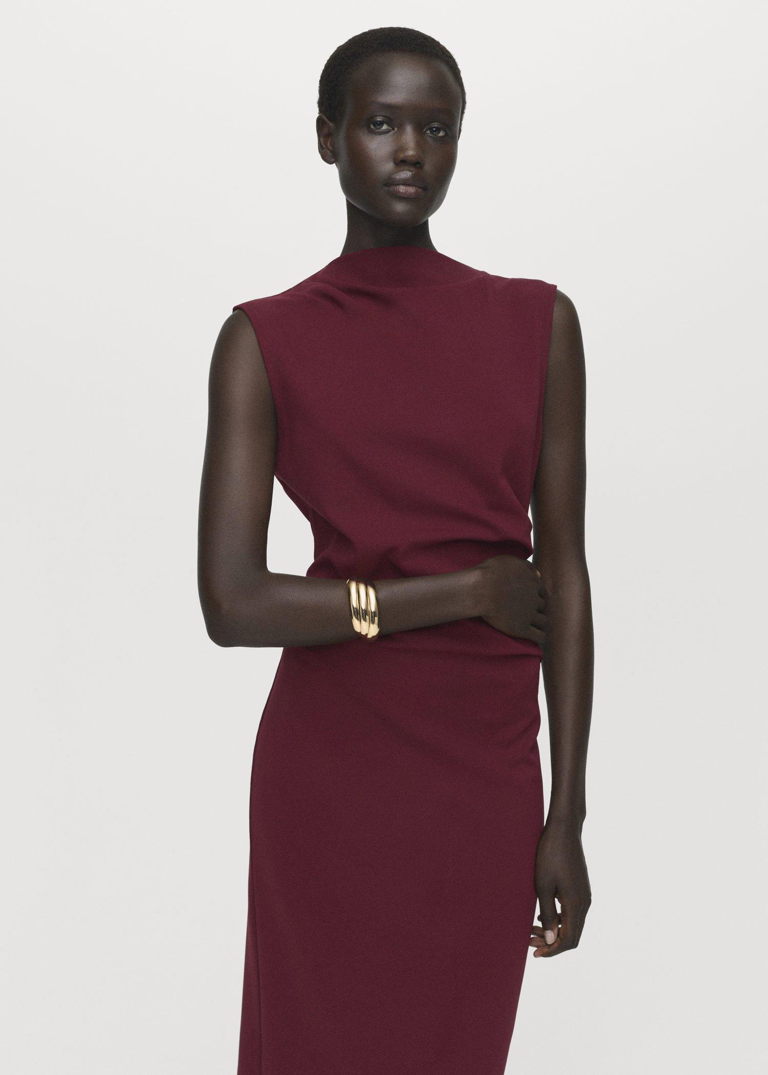 DARK RED Ruched fitted dress, , large image number 2