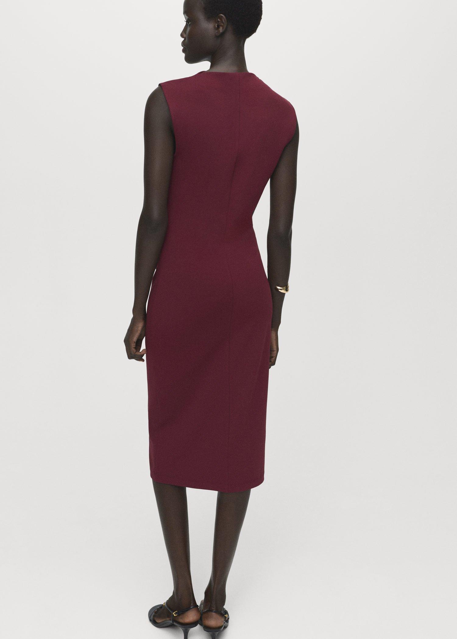DARK RED Ruched fitted dress, , large image number 4