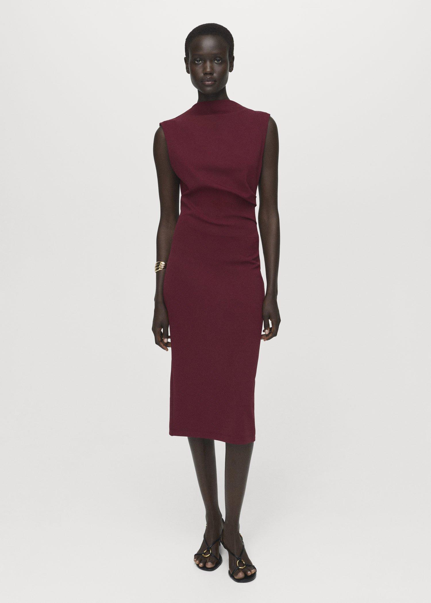 DARK RED Ruched fitted dress, , large image number 8