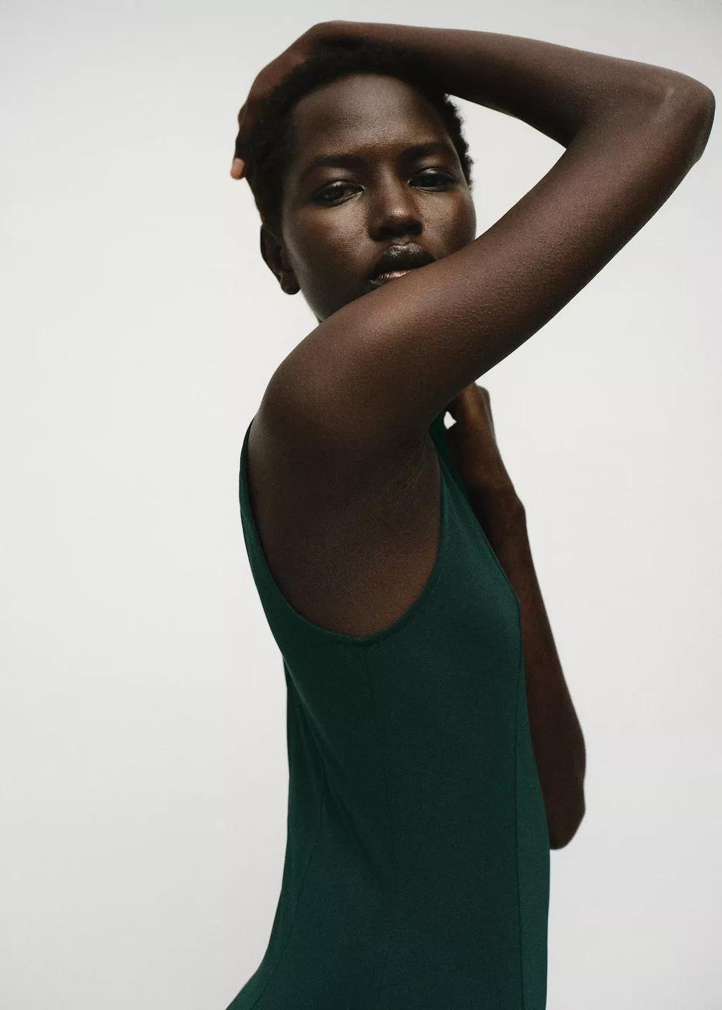 Green Midi Godet Dress, , large image number 0