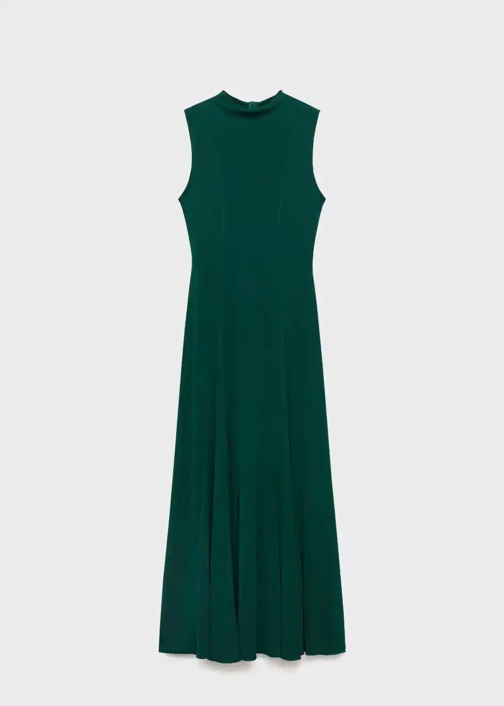 Green Midi Godet Dress, , large image number 3