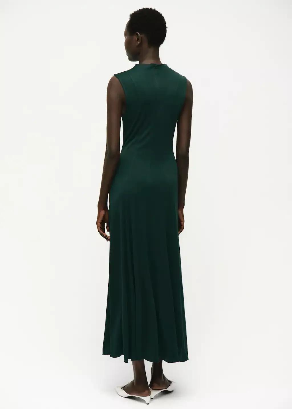 Green Midi Godet Dress, , large image number 4