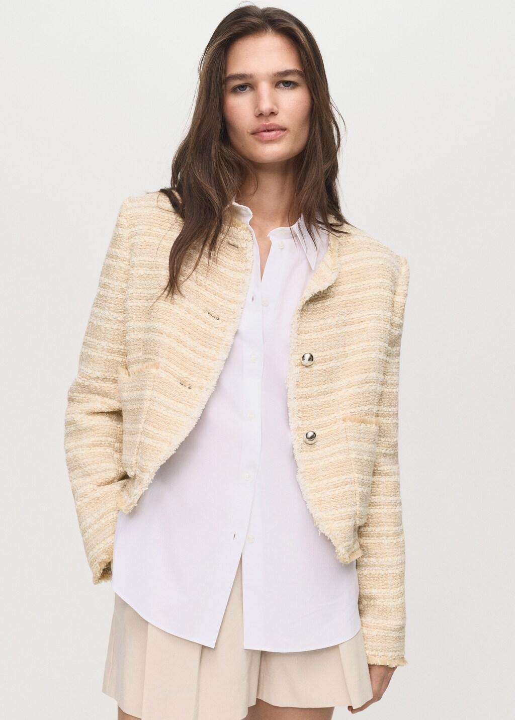Beige Tweed Jacket With Jewel Buttons, , large image number 3