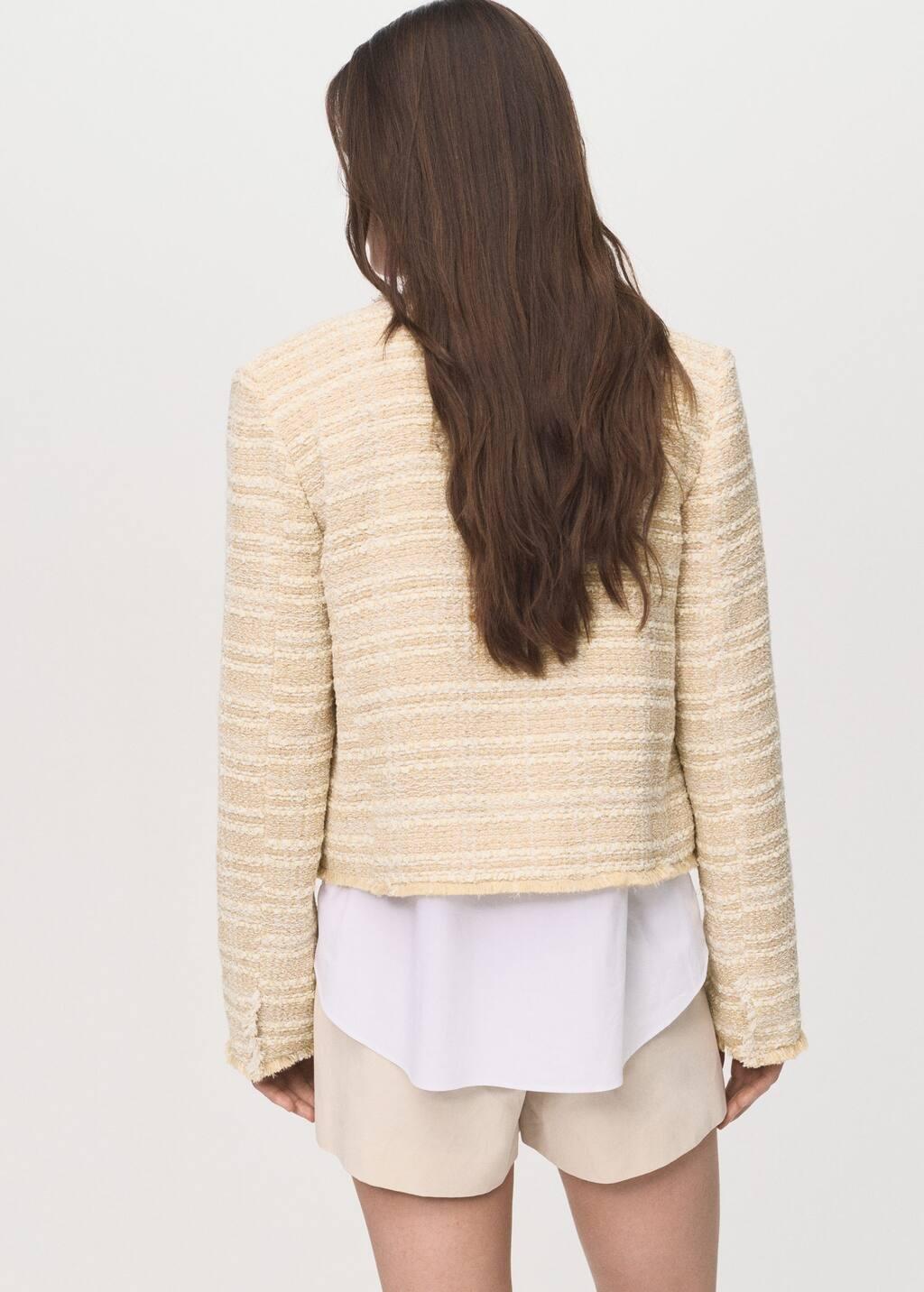 LIGHT BEIGE Tweed jacket with jewel buttons, Light Beige, large image number 4