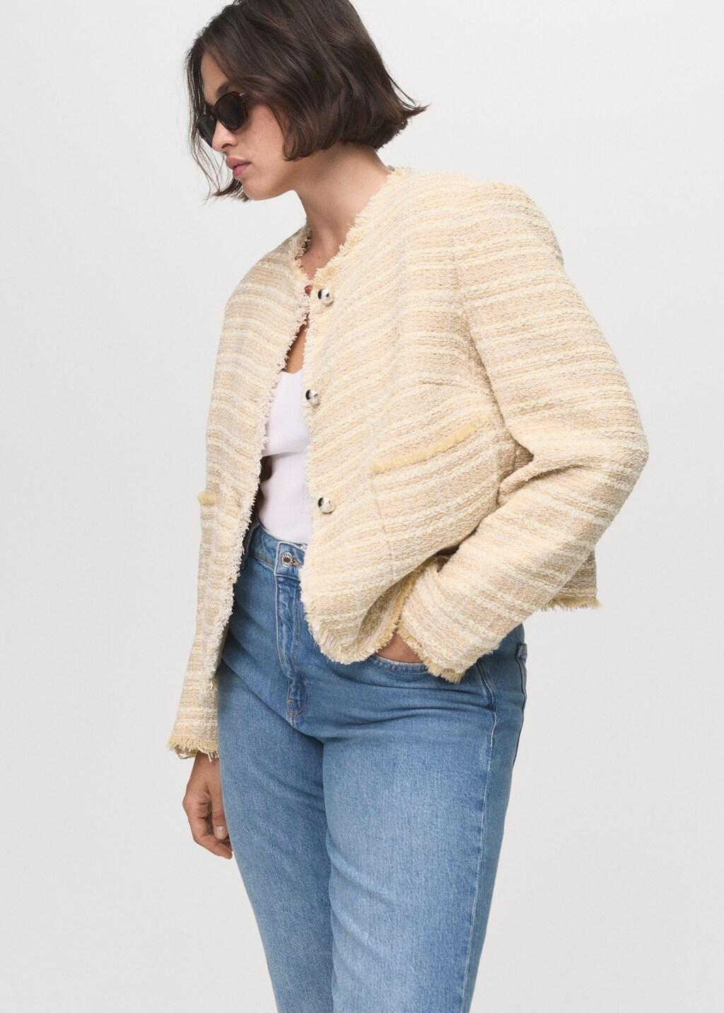 Beige Tweed Jacket With Jewel Buttons, , large image number 6
