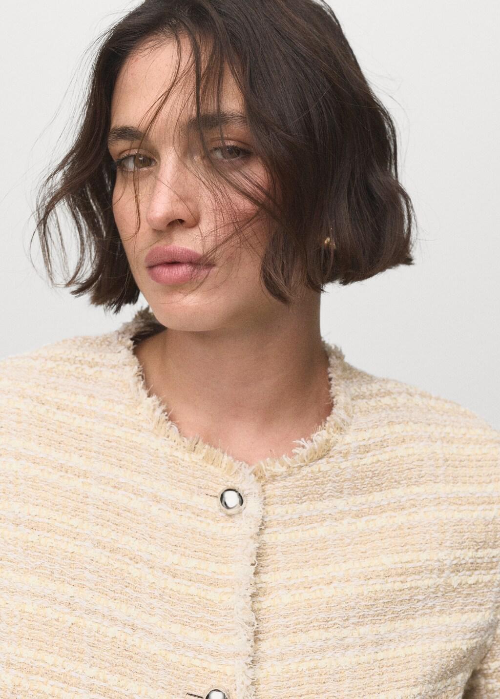 LIGHT BEIGE Tweed jacket with jewel buttons, Light Beige, large image number 8