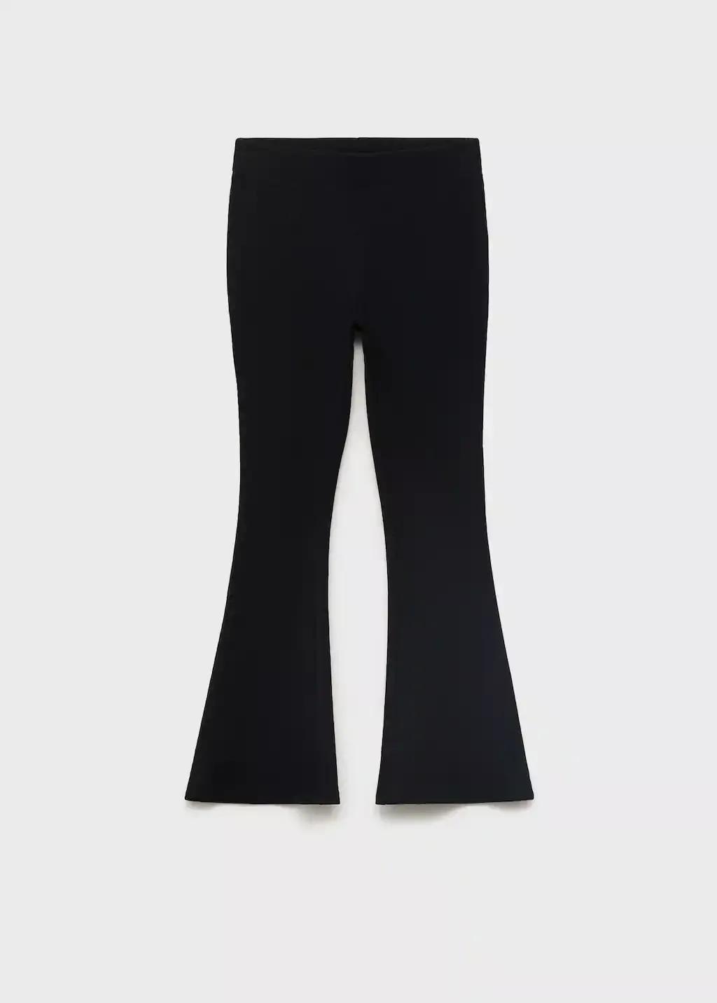 Black Flared Cotton Leggings, Kids Girls, , large image number 0