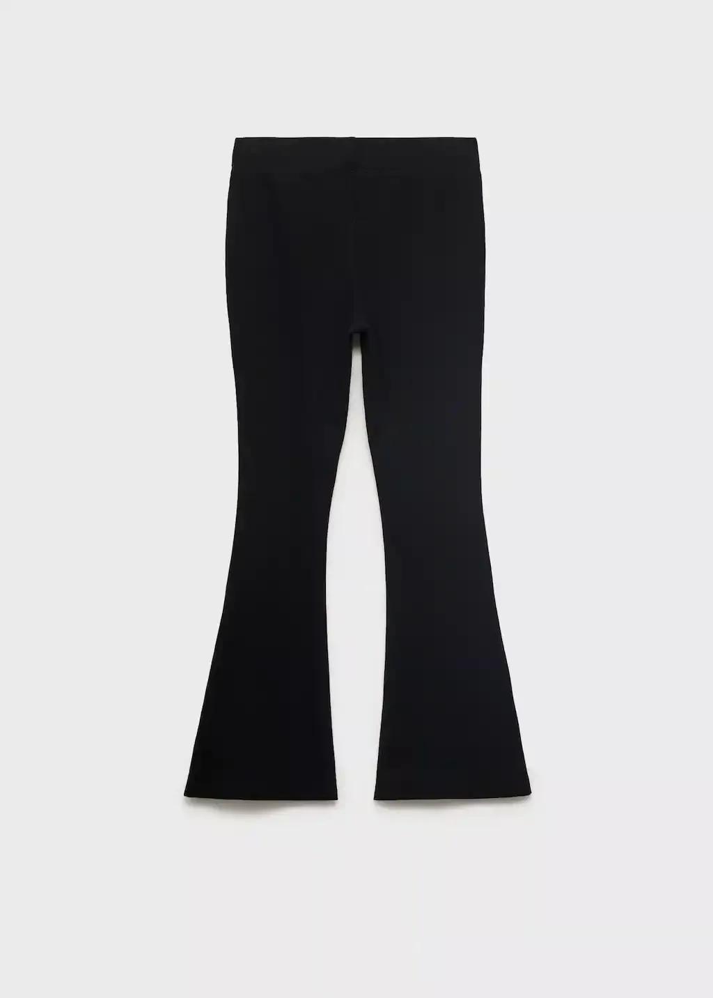 Black Flared Cotton Leggings, Kids Girls, , large image number 2