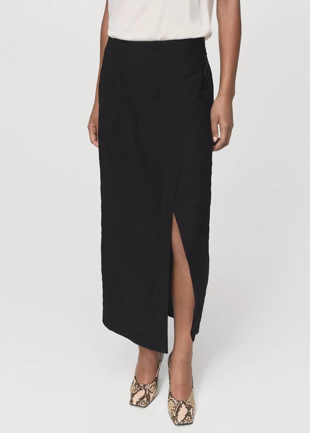 BLACK Creased-effect wrap-around skirt, 0201_99, large image number 3
