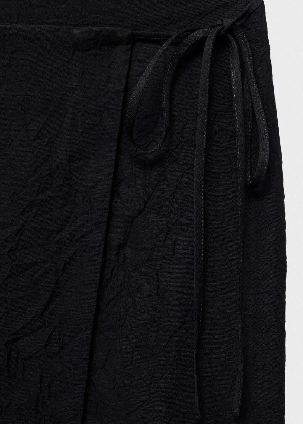 Black Creased-Effect Wrap-Around Skirt, , large image number 5