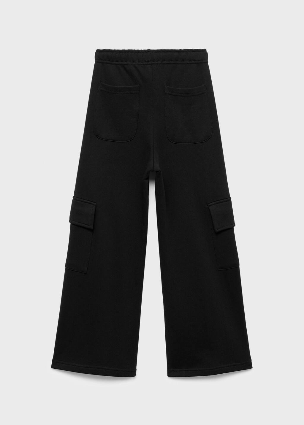Black Cotton Cargo Joggers, Kids Girls, Black, large image number 1