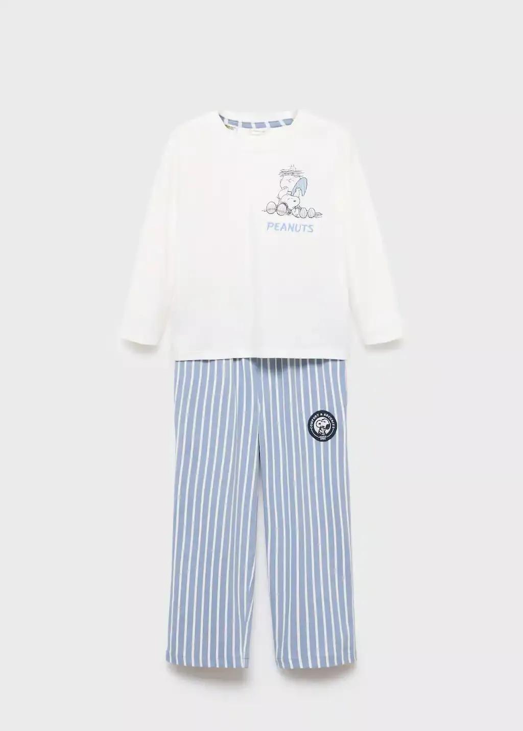 Blue Long Snoopy Pyjama, Baby Boy, , large image number 0