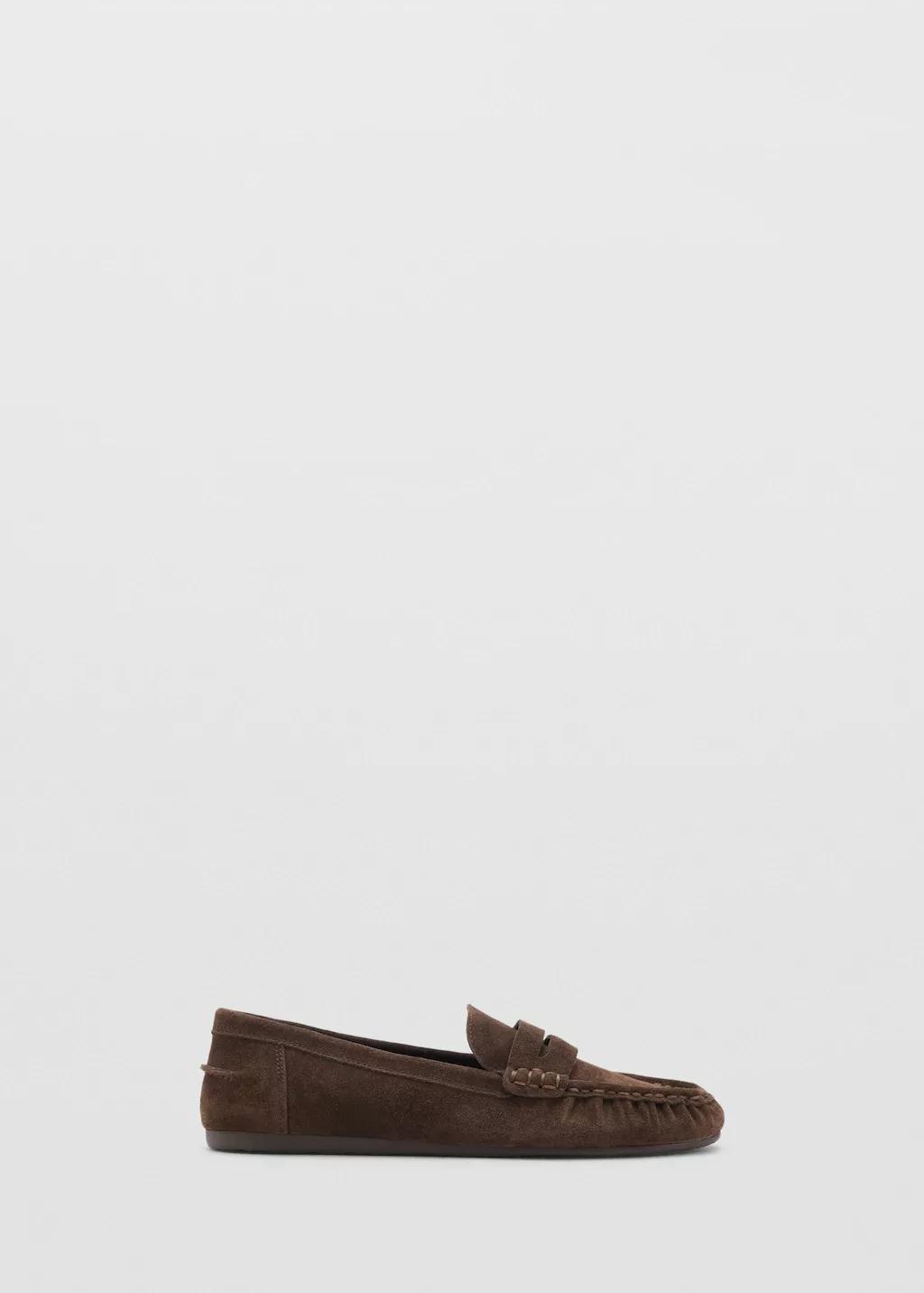 Brown Suede Penny Loafers, Dark Brown, large image number 3